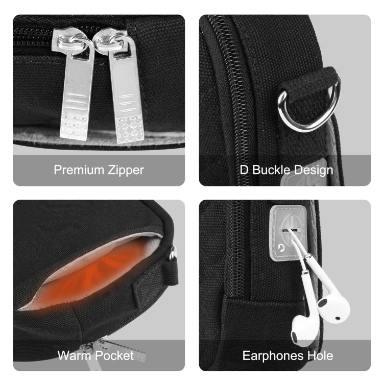 HAWEEL Messenger Shoulder Small Bag Digital Tablet Phone Warmer Storage Bag with Hand Warmer(Black)