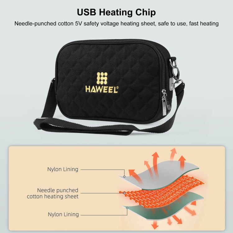 HAWEEL Messenger Shoulder Small Bag Digital Tablet Phone Warmer Storage Bag with Hand Warmer(Black)