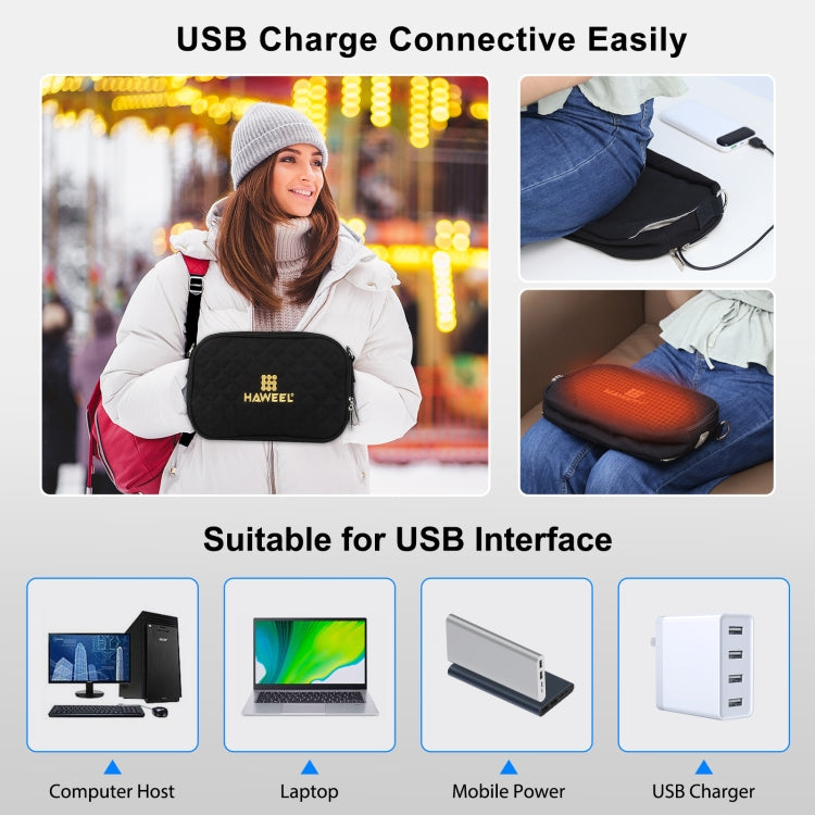 HAWEEL Messenger Shoulder Small Bag Digital Tablet Phone Warmer Storage Bag with Hand Warmer(Black)
