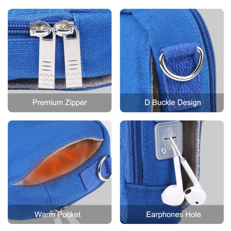 HAWEEL Messenger Shoulder Small Bag Digital Tablet Phone Warmer Storage Bag with Hand Warmer(Blue)