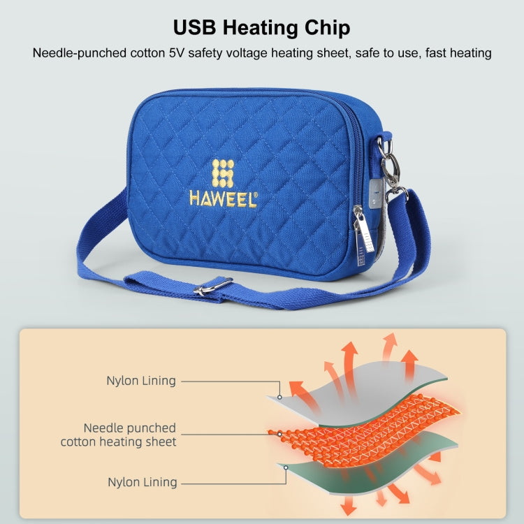 HAWEEL Messenger Shoulder Small Bag Digital Tablet Phone Warmer Storage Bag with Hand Warmer(Blue)