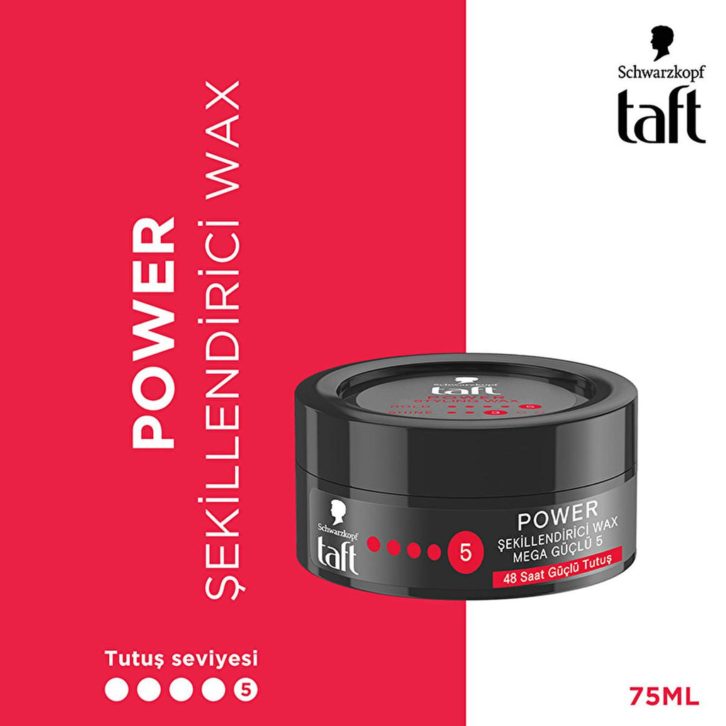 Taft Power: Caffeine Infused Hair Styling Wax - Mega Strong 48H Hold, Humidity & Wind Protection - Long Lasting Men's Hair Wax