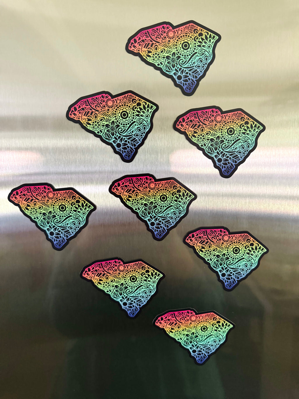 Bespattered Facade Rainbow Floral South Carolina Refrigerator Magnet