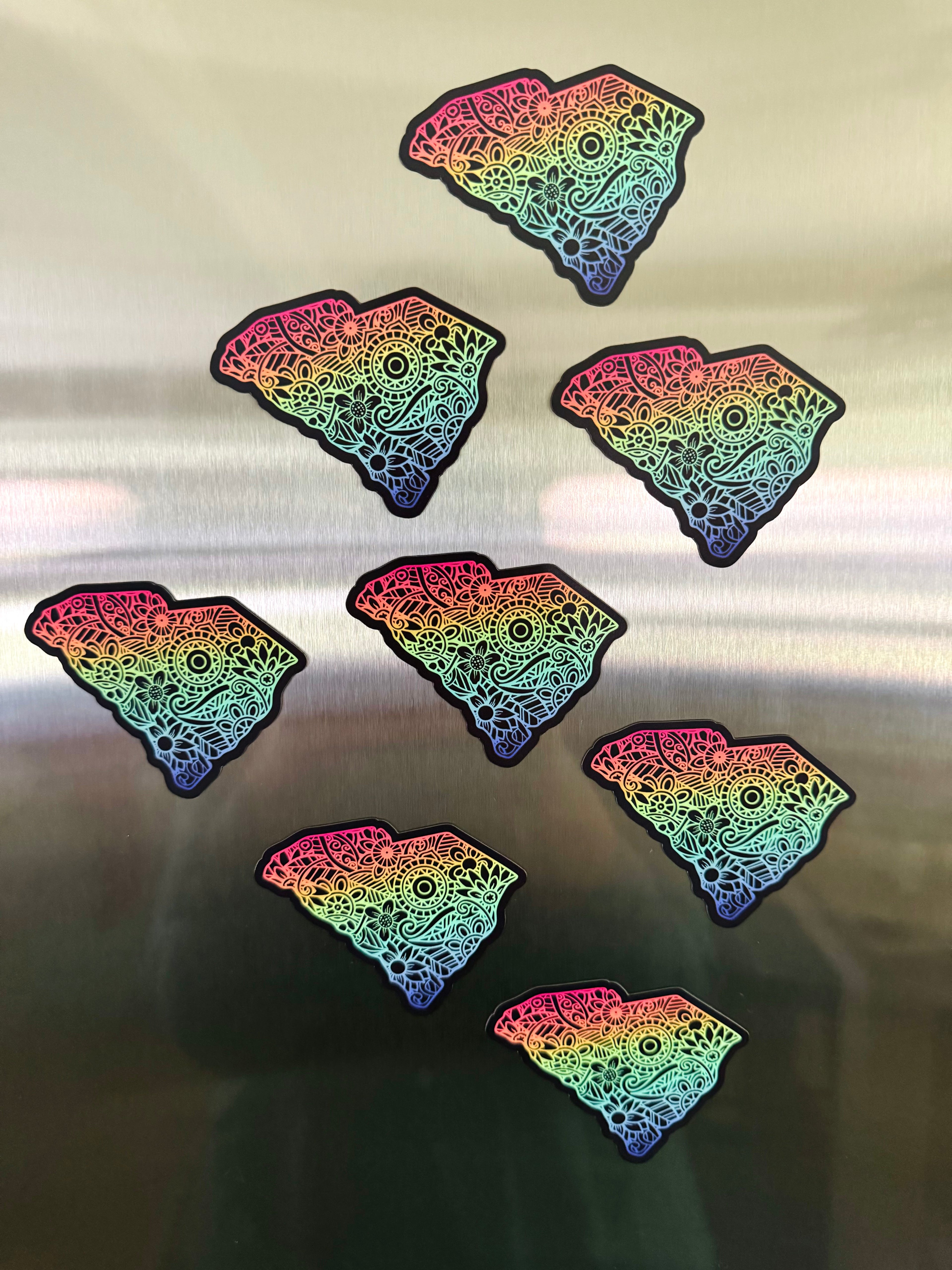Bespattered Facade Rainbow Floral South Carolina Refrigerator Magnet