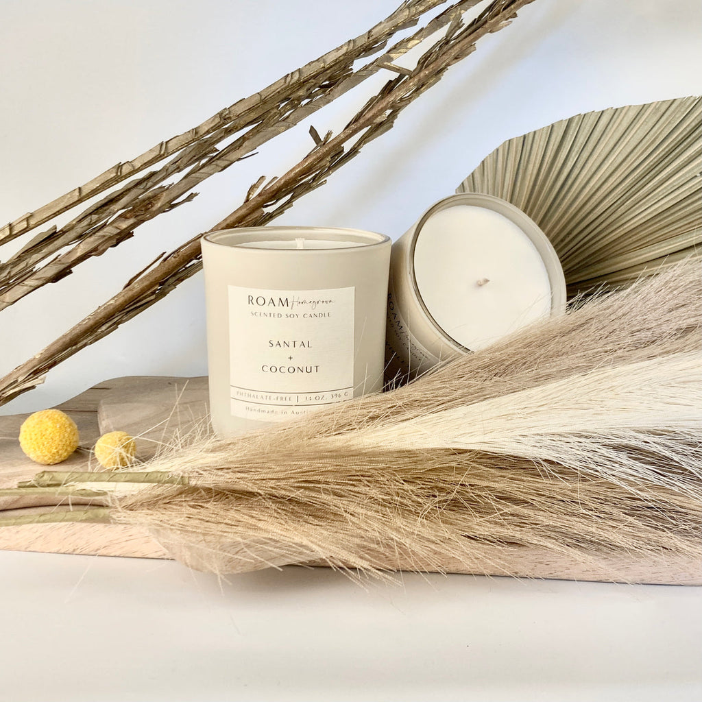 Santal + Coconut 9 oz Candle | ROAM Homegrown