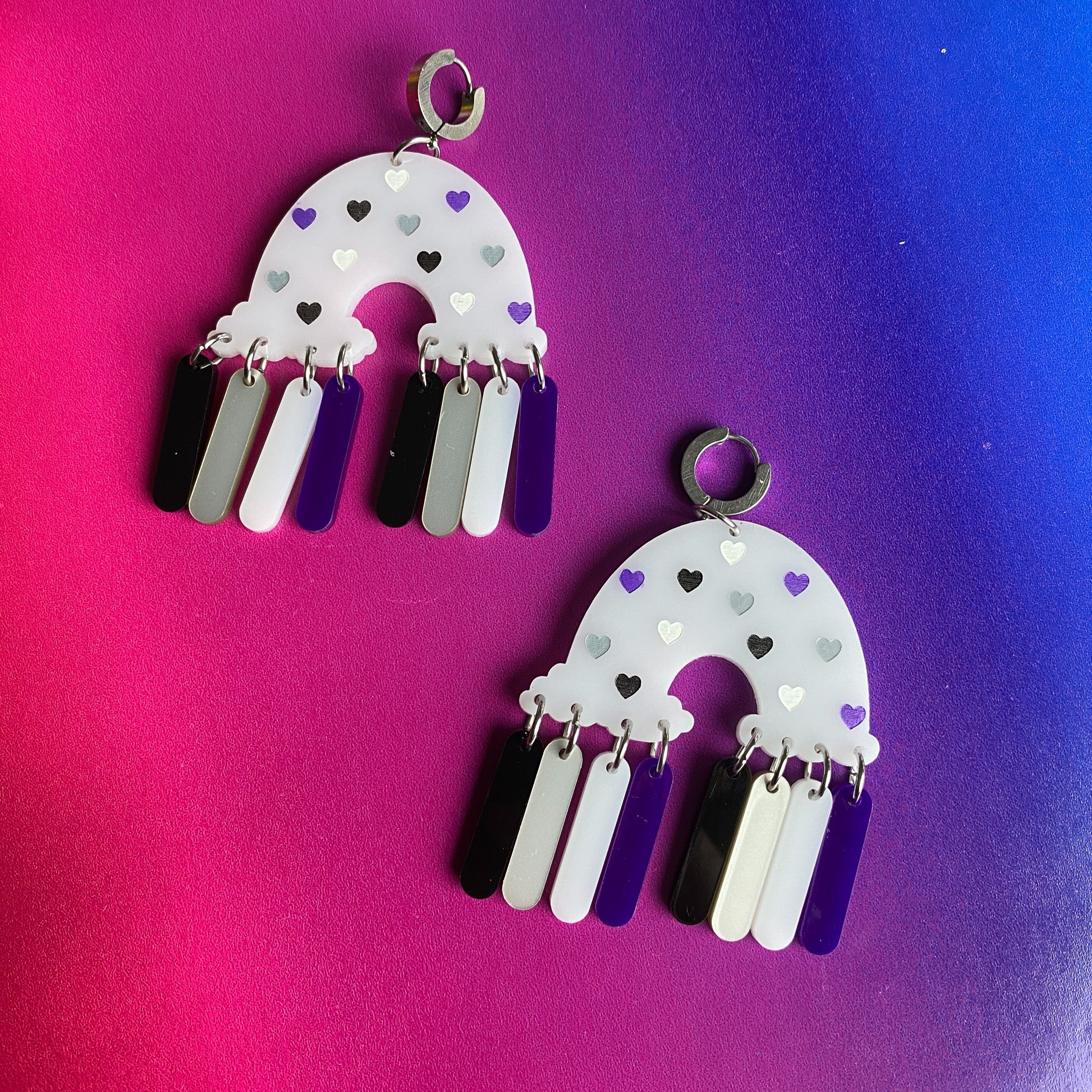 Black/Gray/White/Purple Heart Rainbow