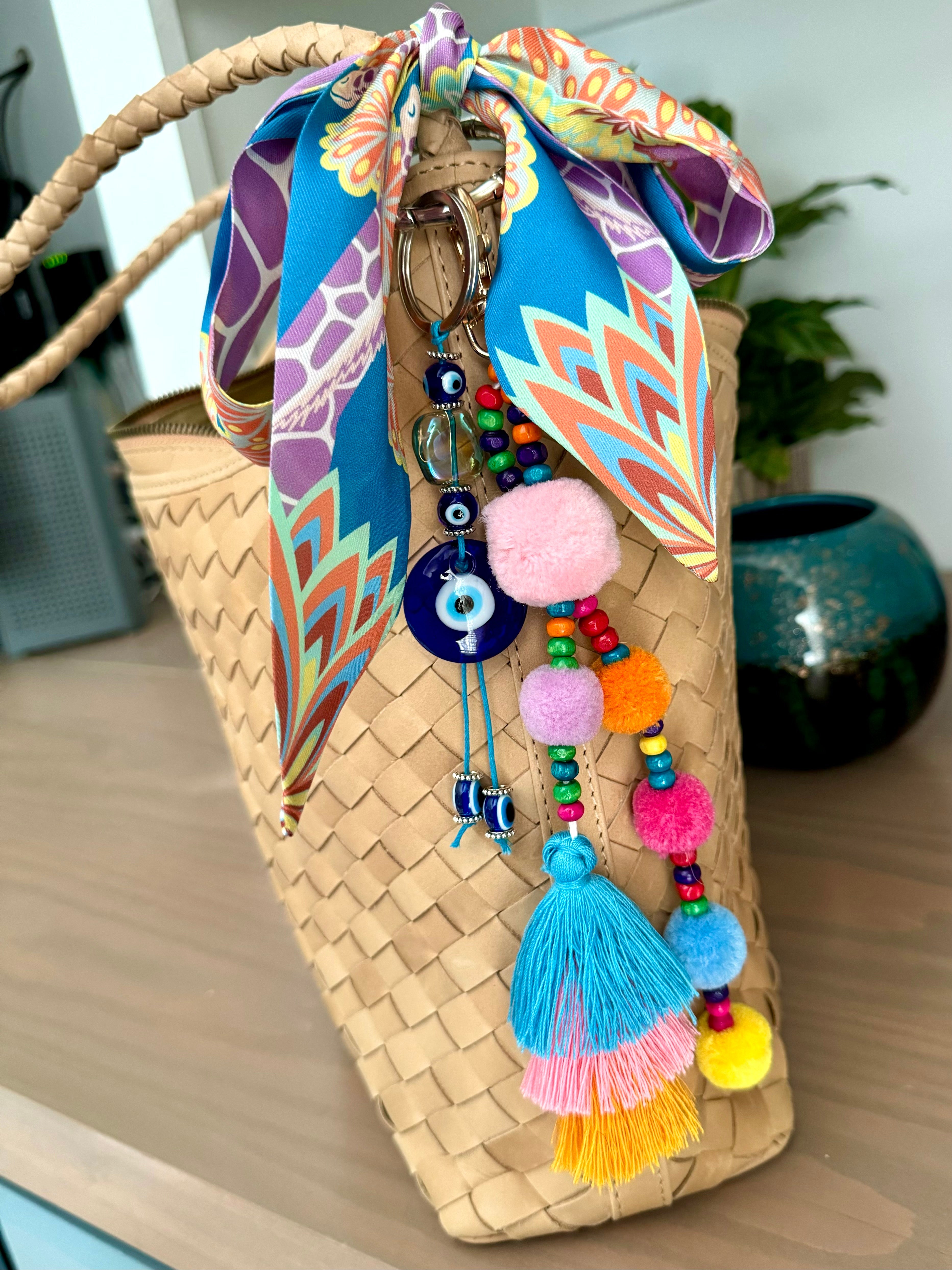 Evil Eye Beaded Keychain / Bag Charm