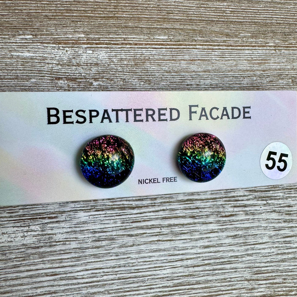 Rainbow Magic Drop Stud Dichroic Glass Earrings (55)