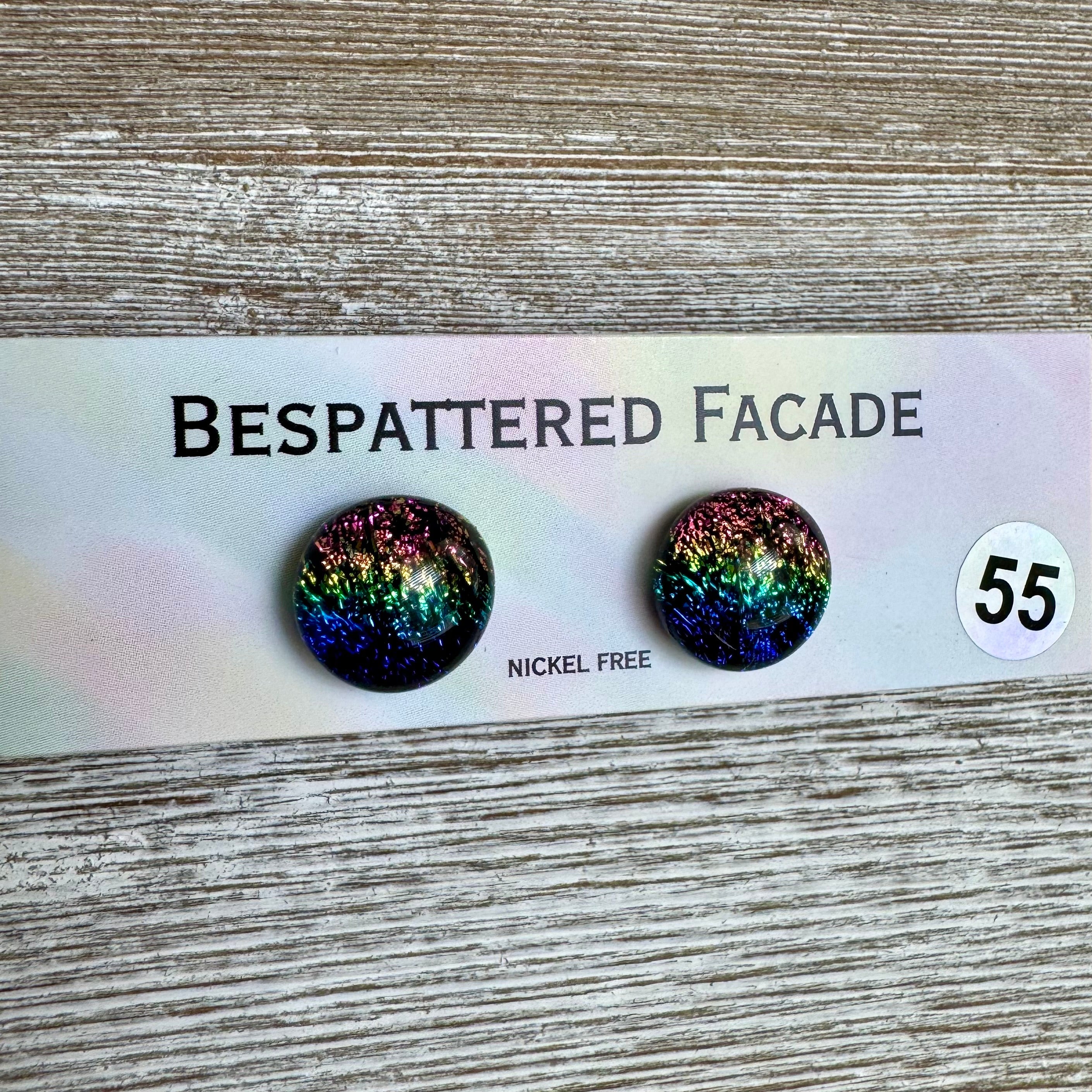Rainbow Magic Drop Stud Dichroic Glass Earrings (55)