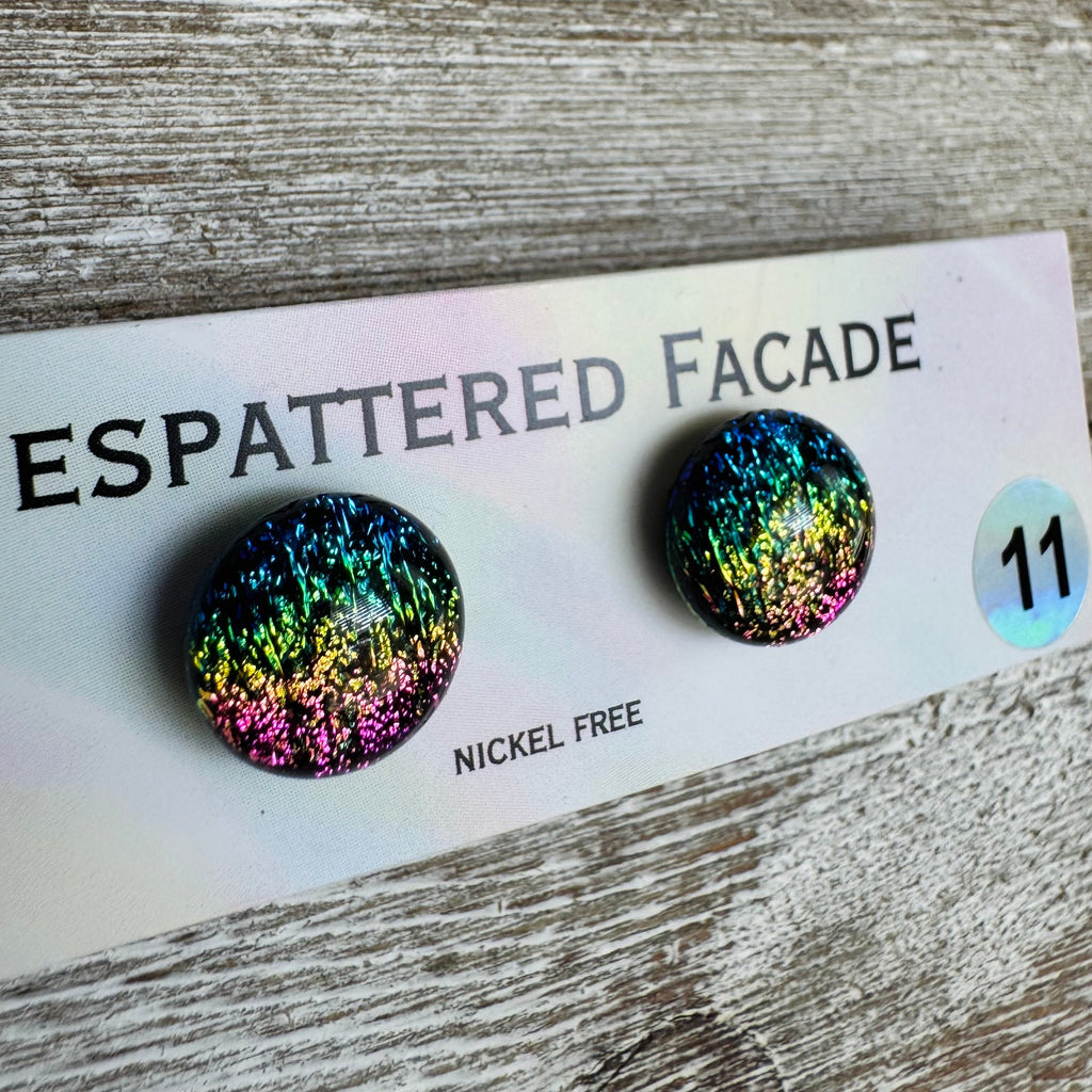 Rainbow Magic Drop Stud Dichroic Glass Earrings (11)