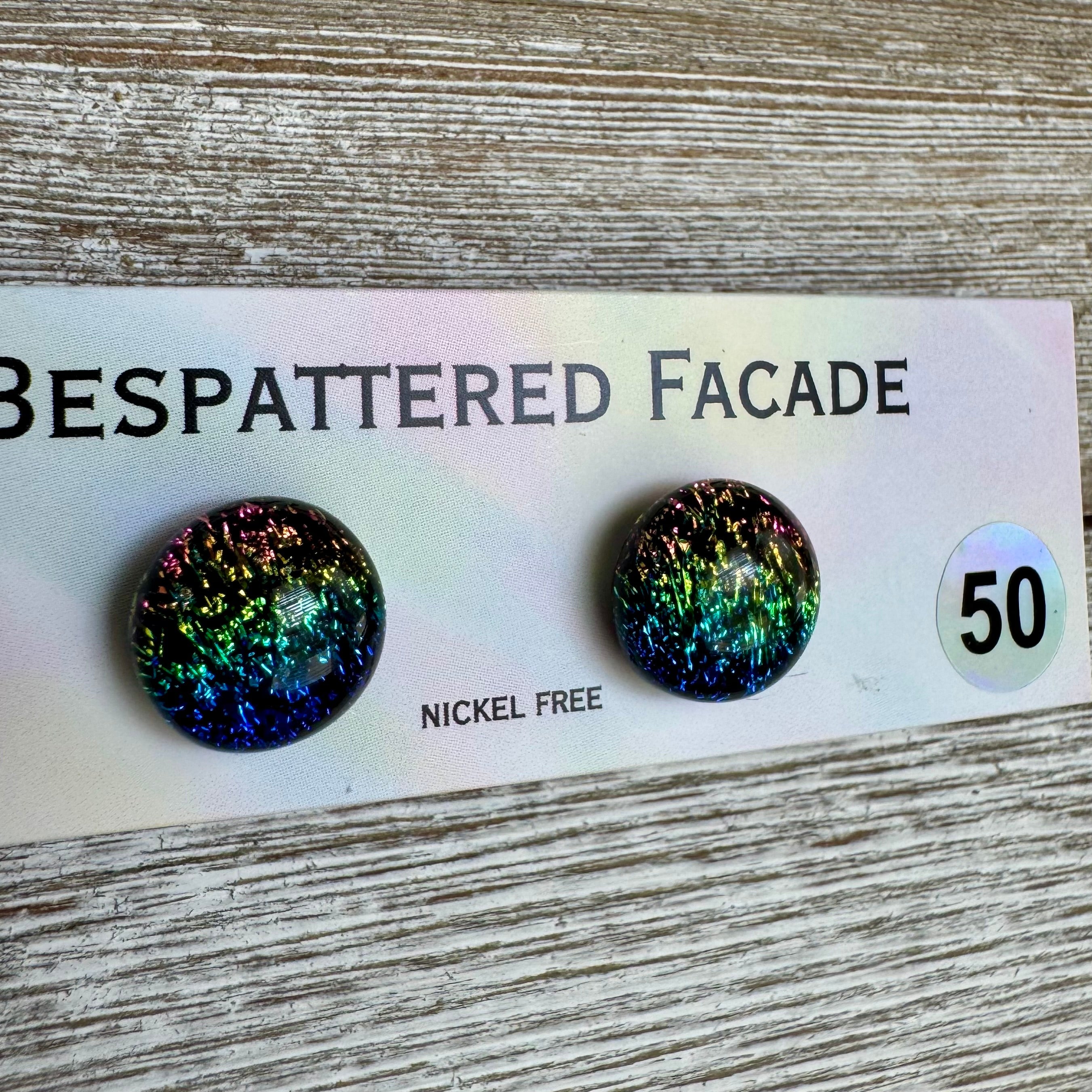 Rainbow Magic Drop Stud Dichroic Glass Earrings (50)