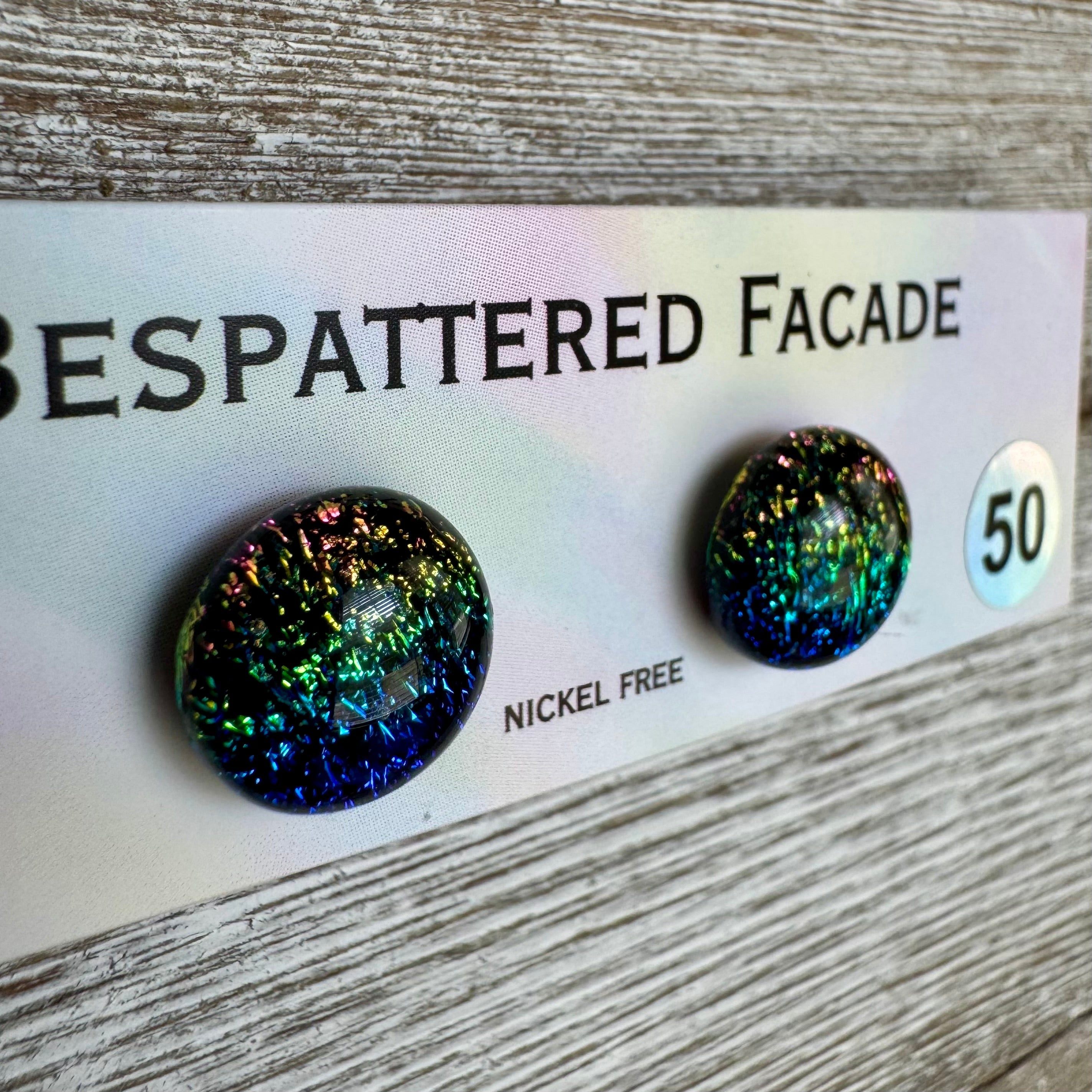 Rainbow Magic Drop Stud Dichroic Glass Earrings (50)