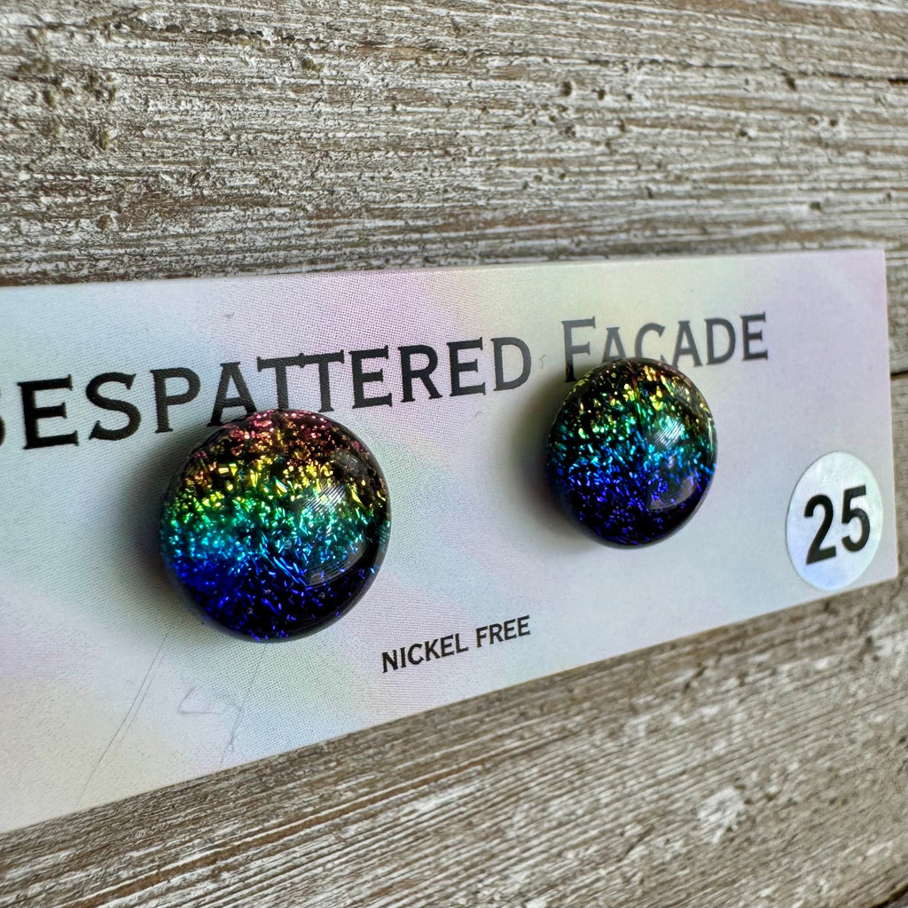 Rainbow Magic Drop Stud Dichroic Glass Earrings (25)