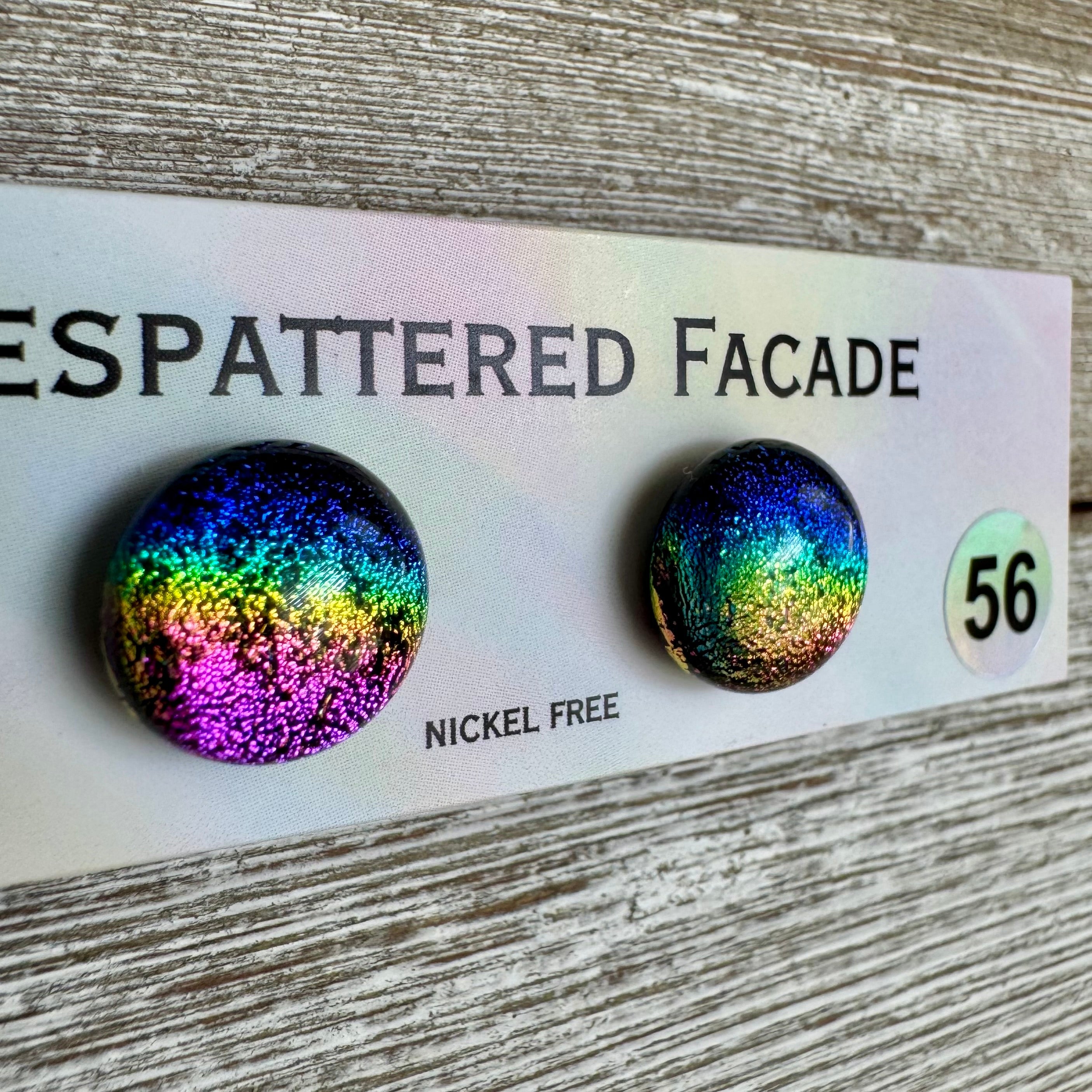 Rainbow Magic Drop Stud Dichroic Glass Earrings (56)