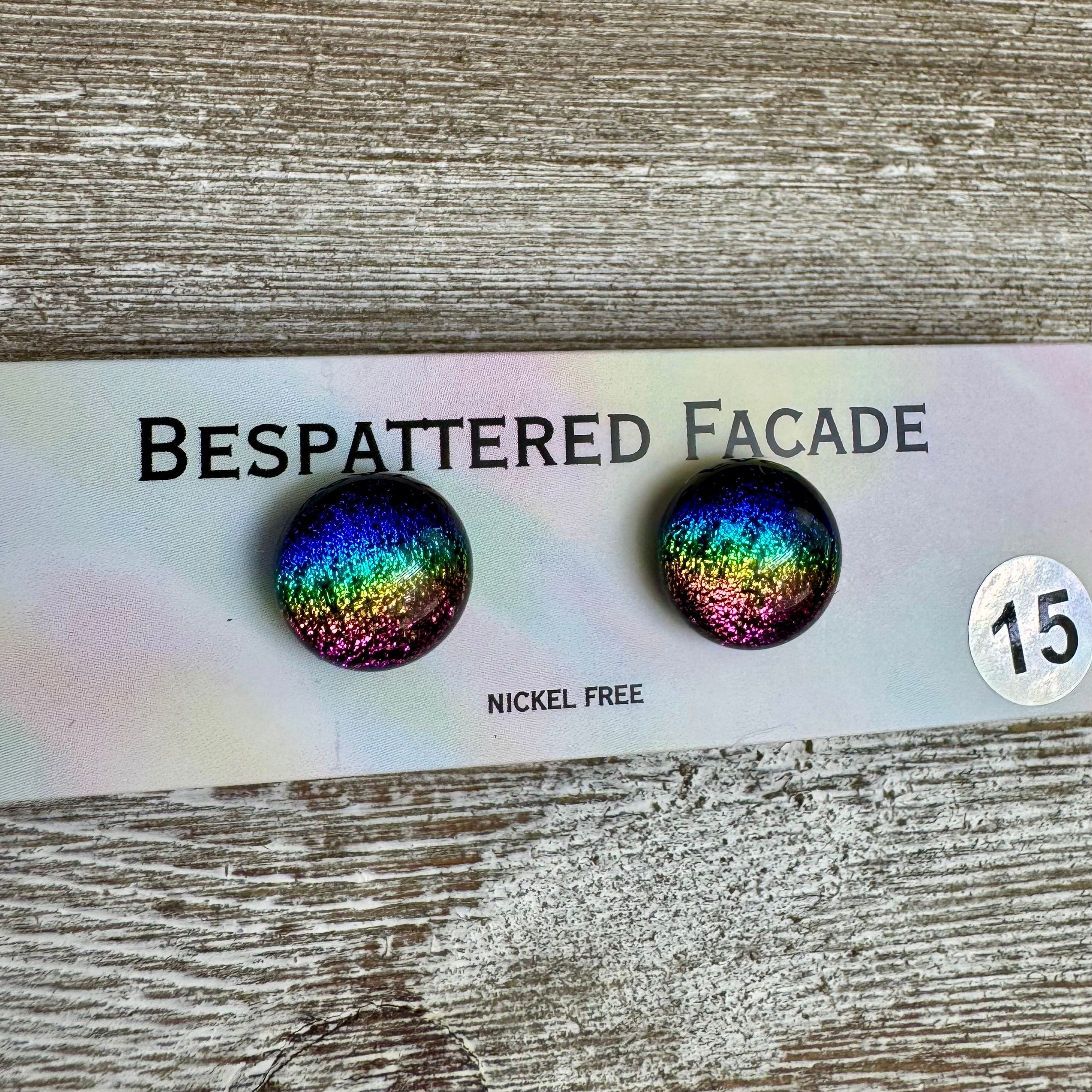 Rainbow Magic Drop Stud Dichroic Glass Earrings (15)