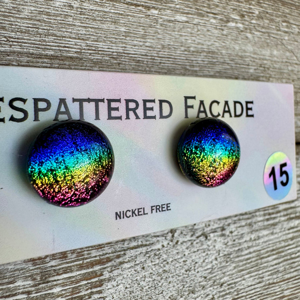 Rainbow Magic Drop Stud Dichroic Glass Earrings (15)