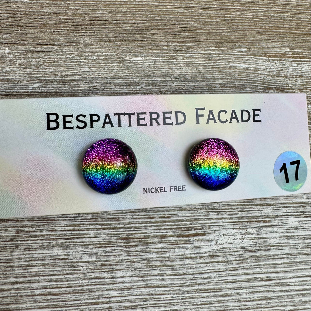 Rainbow Magic Drop Stud Dichroic Glass Earrings (17)