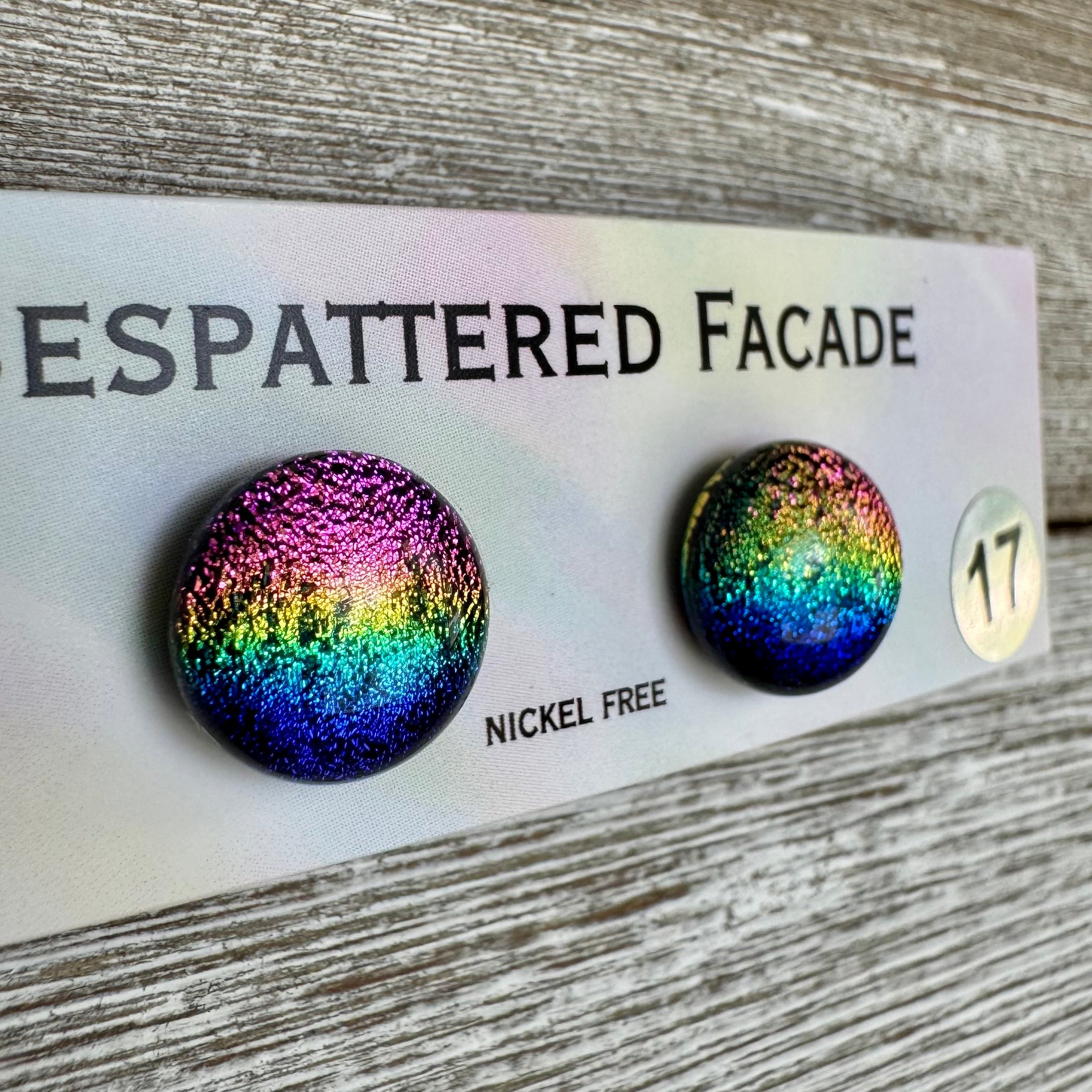 Rainbow Magic Drop Stud Dichroic Glass Earrings (17)