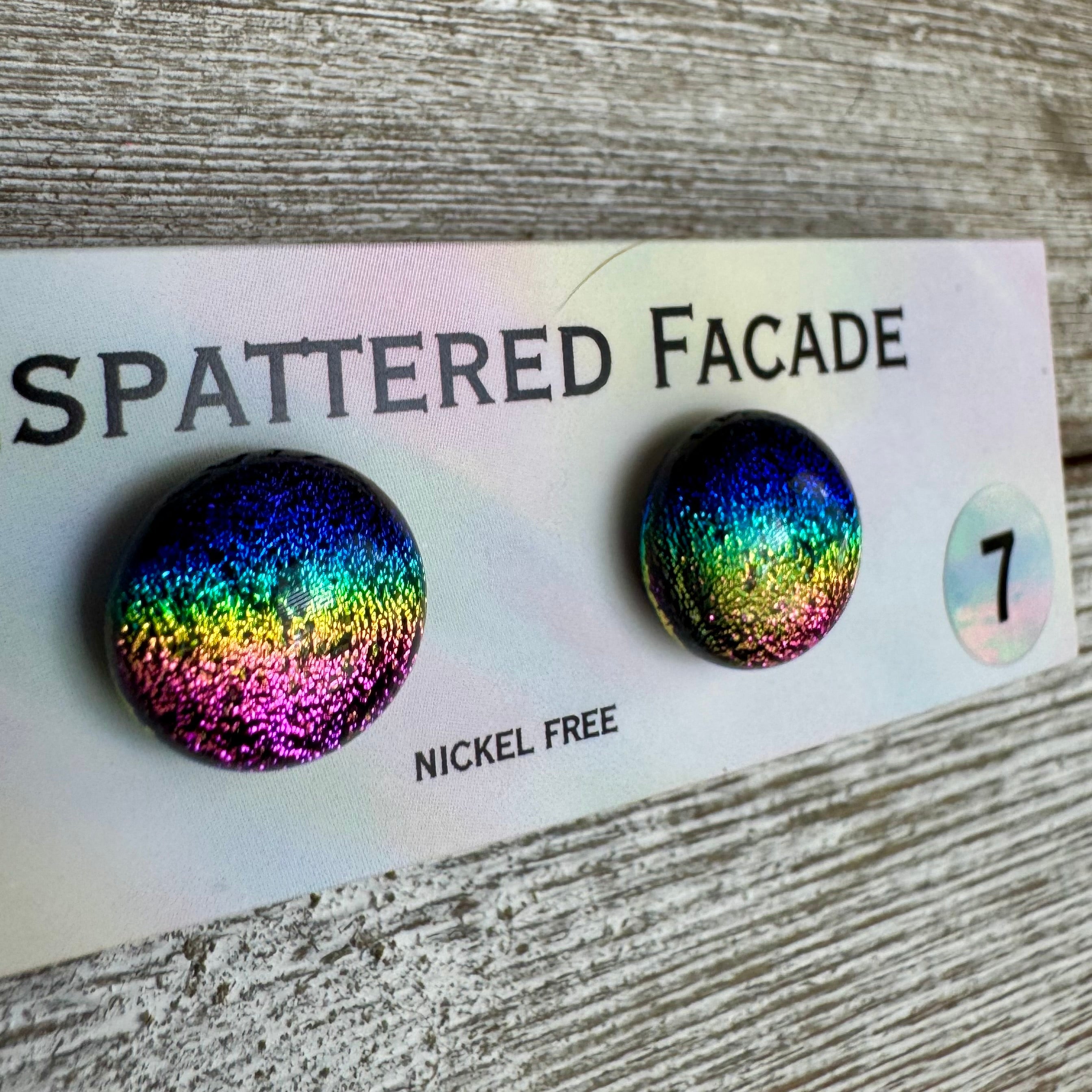 Rainbow Magic Drop Stud Dichroic Glass Earrings (7)