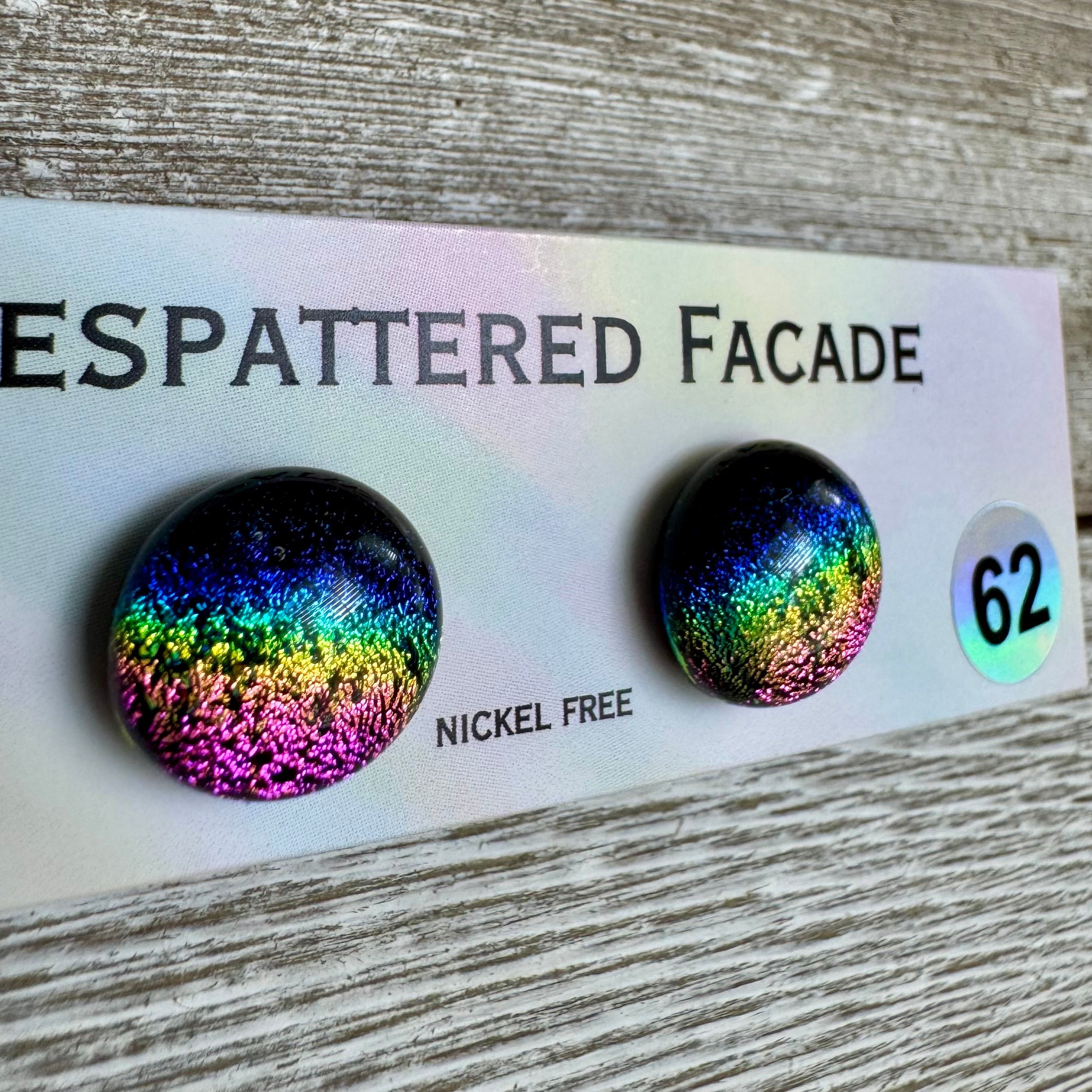 Rainbow Magic Drop Stud Dichroic Glass Earrings (62)