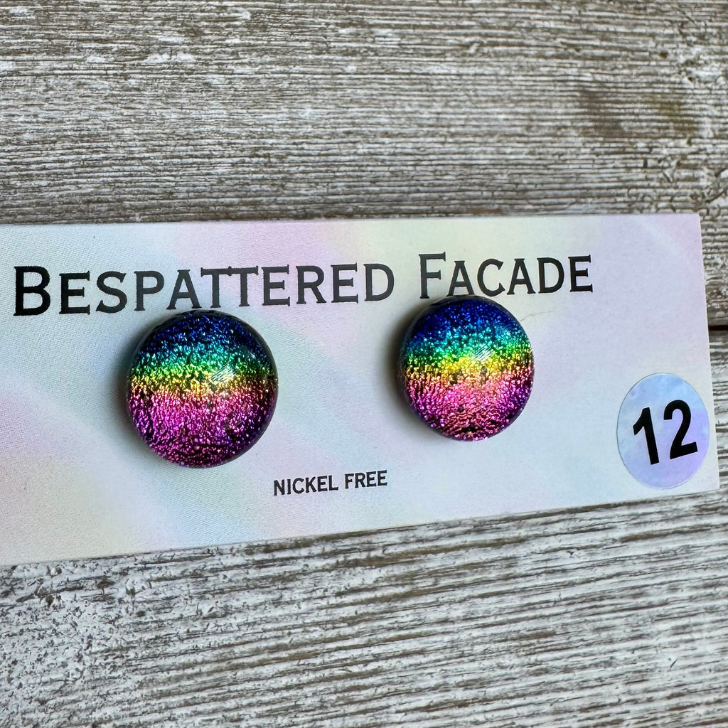 Rainbow Magic Drop Stud Dichroic Glass Earrings (12)