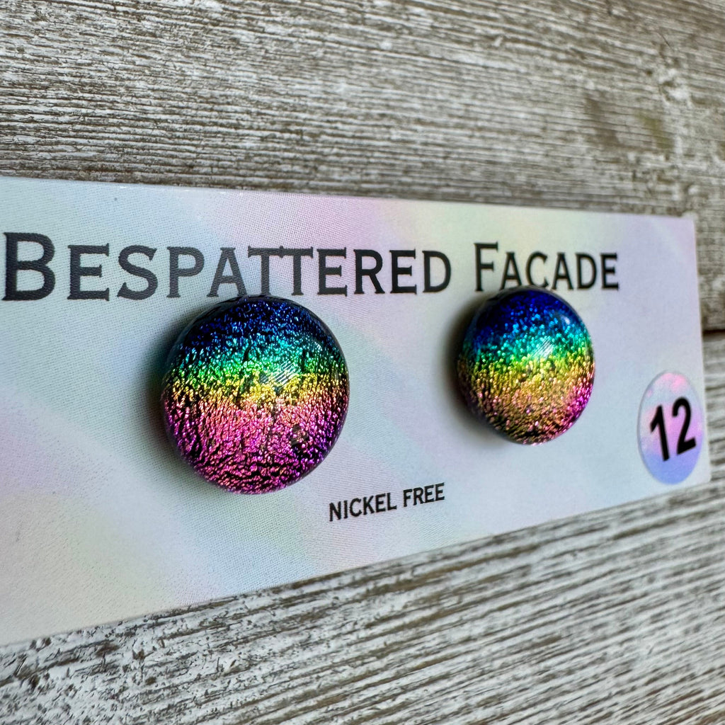 Rainbow Magic Drop Stud Dichroic Glass Earrings (12)