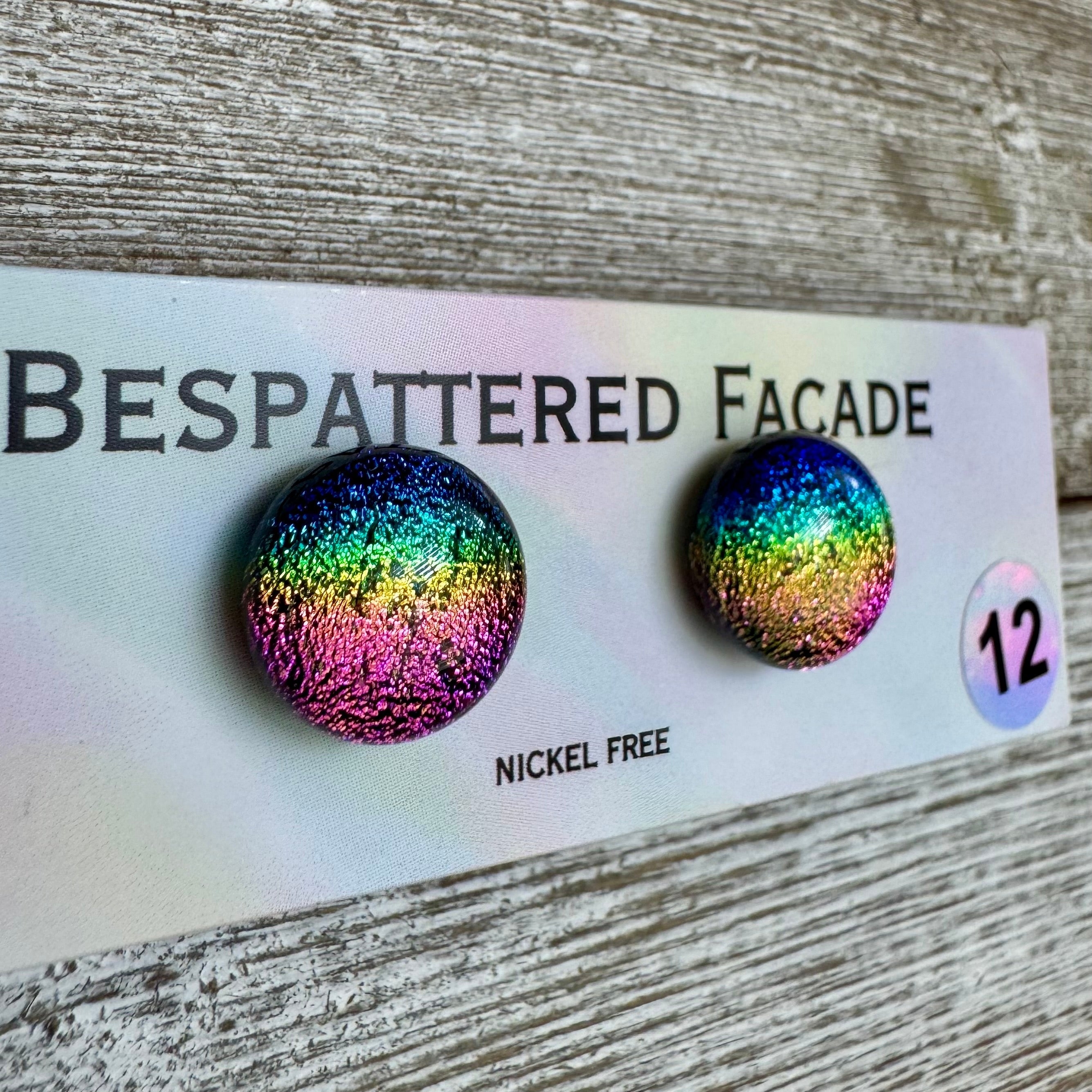 Rainbow Magic Drop Stud Dichroic Glass Earrings (12)