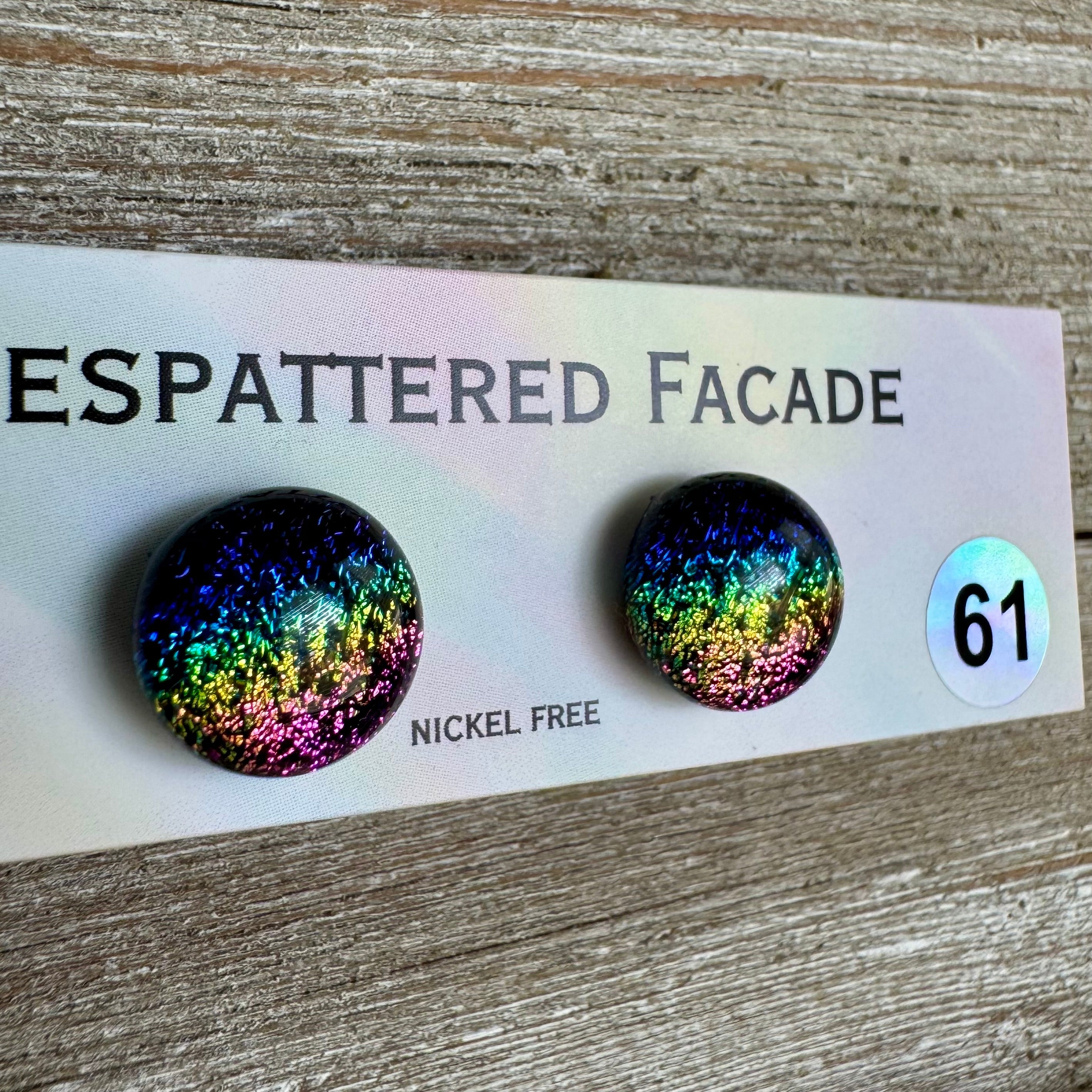 Rainbow Magic Drop Stud Dichroic Glass Earrings (61)