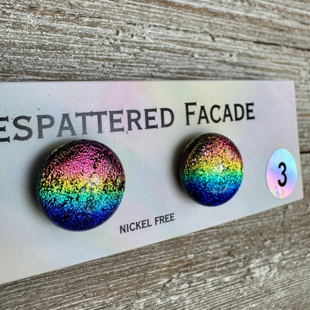 Rainbow Magic Drop Stud Dichroic Glass Earrings (3)