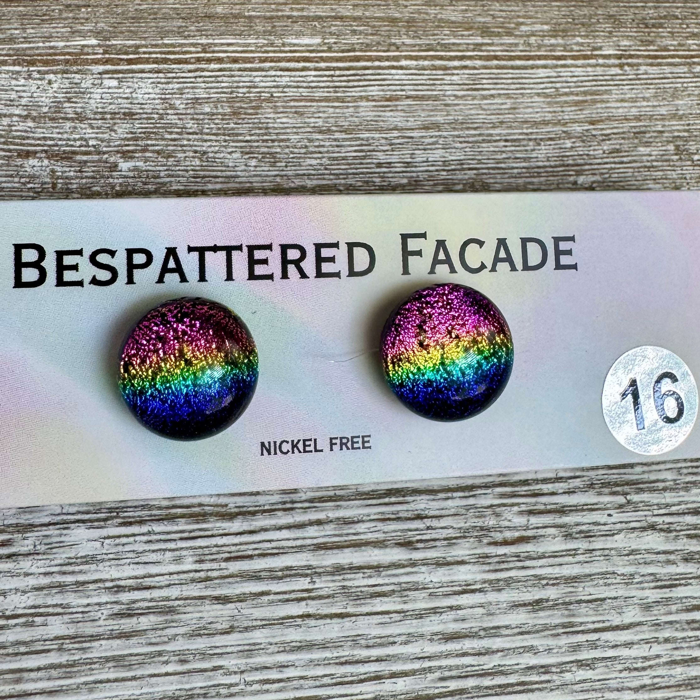 Rainbow Magic Drop Stud Dichroic Glass Earrings (16)