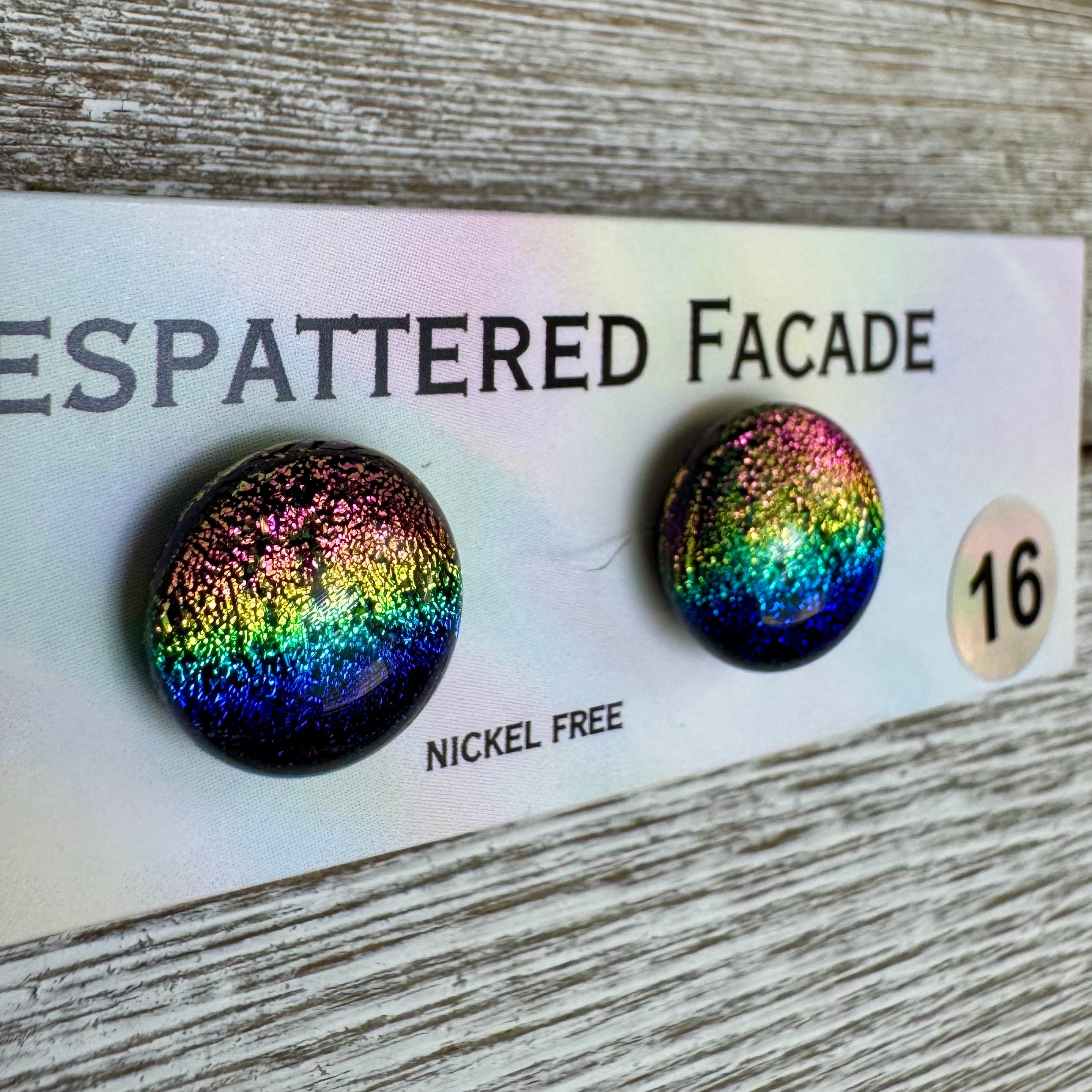 Rainbow Magic Drop Stud Dichroic Glass Earrings (16)