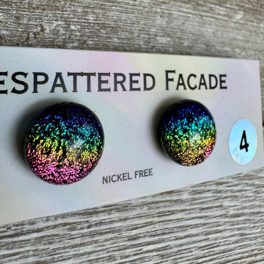 Rainbow Magic Drop Stud Dichroic Glass Earrings (4)