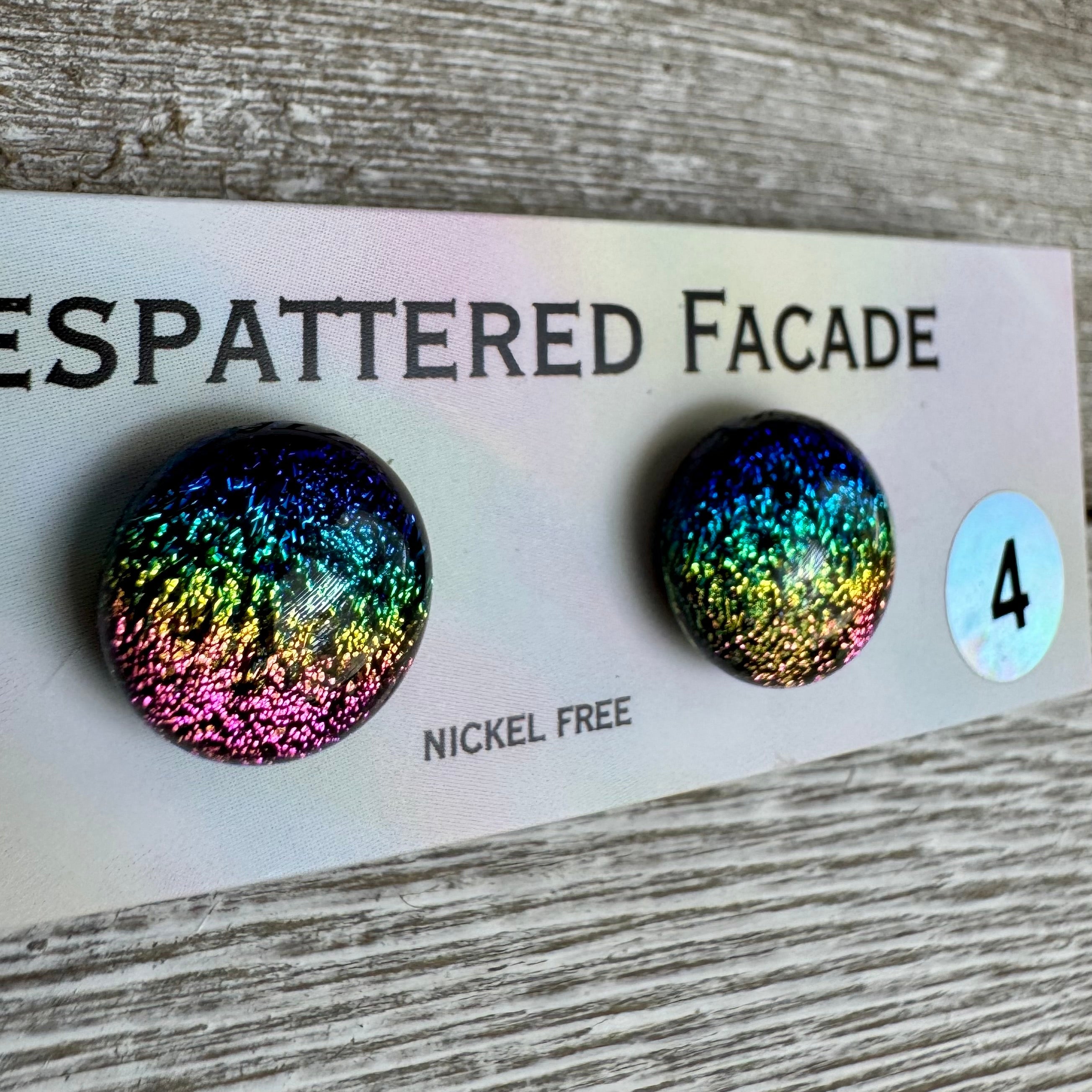 Rainbow Magic Drop Stud Dichroic Glass Earrings (4)