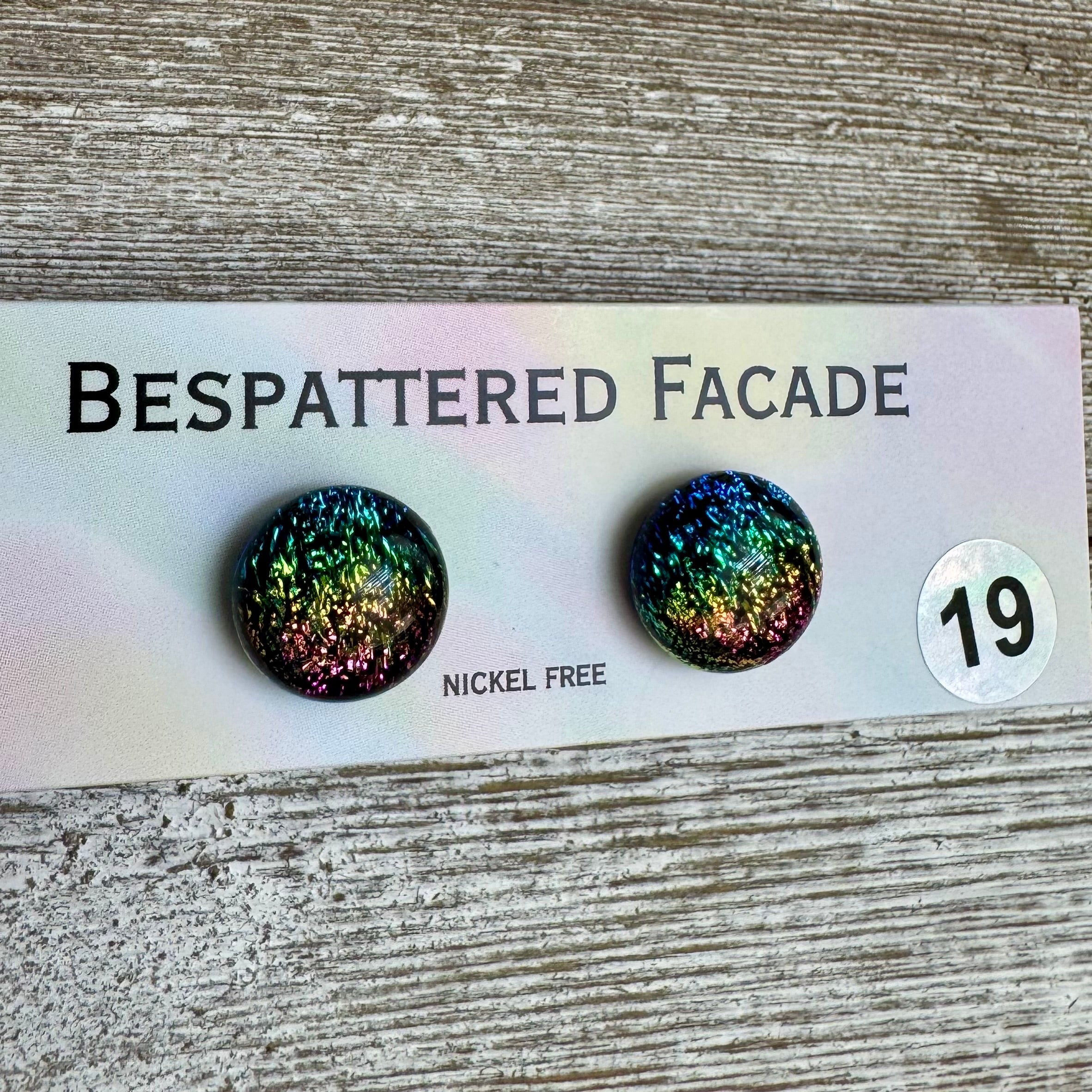 Rainbow Magic Drop Stud Dichroic Glass Earrings (19)