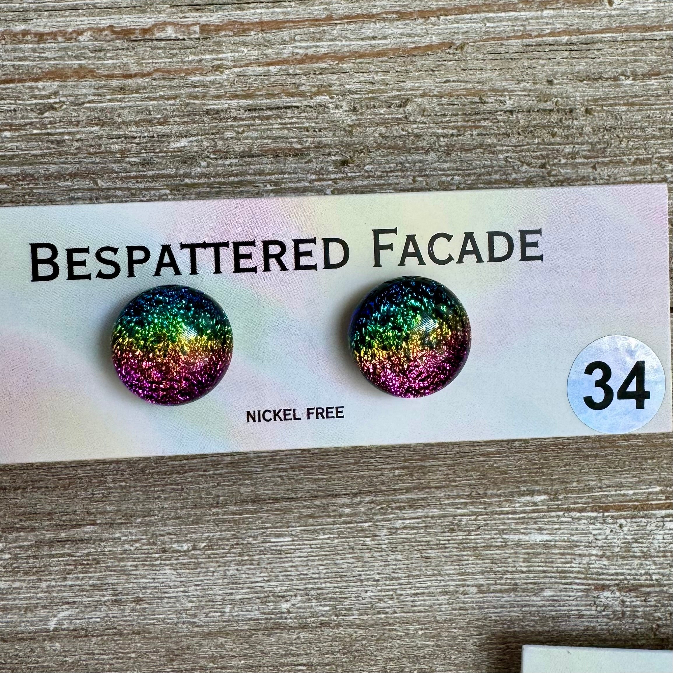 Rainbow Magic Drop Stud Dichroic Glass Earrings (34)