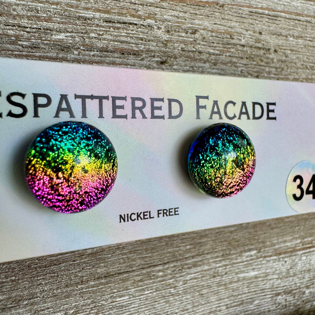 Rainbow Magic Drop Stud Dichroic Glass Earrings (34)