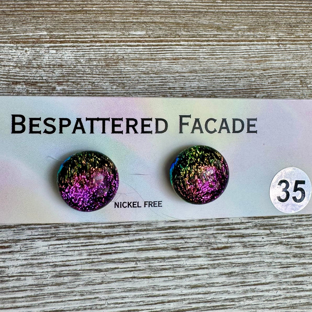 Rainbow Magic Drop Stud Dichroic Glass Earrings (35)