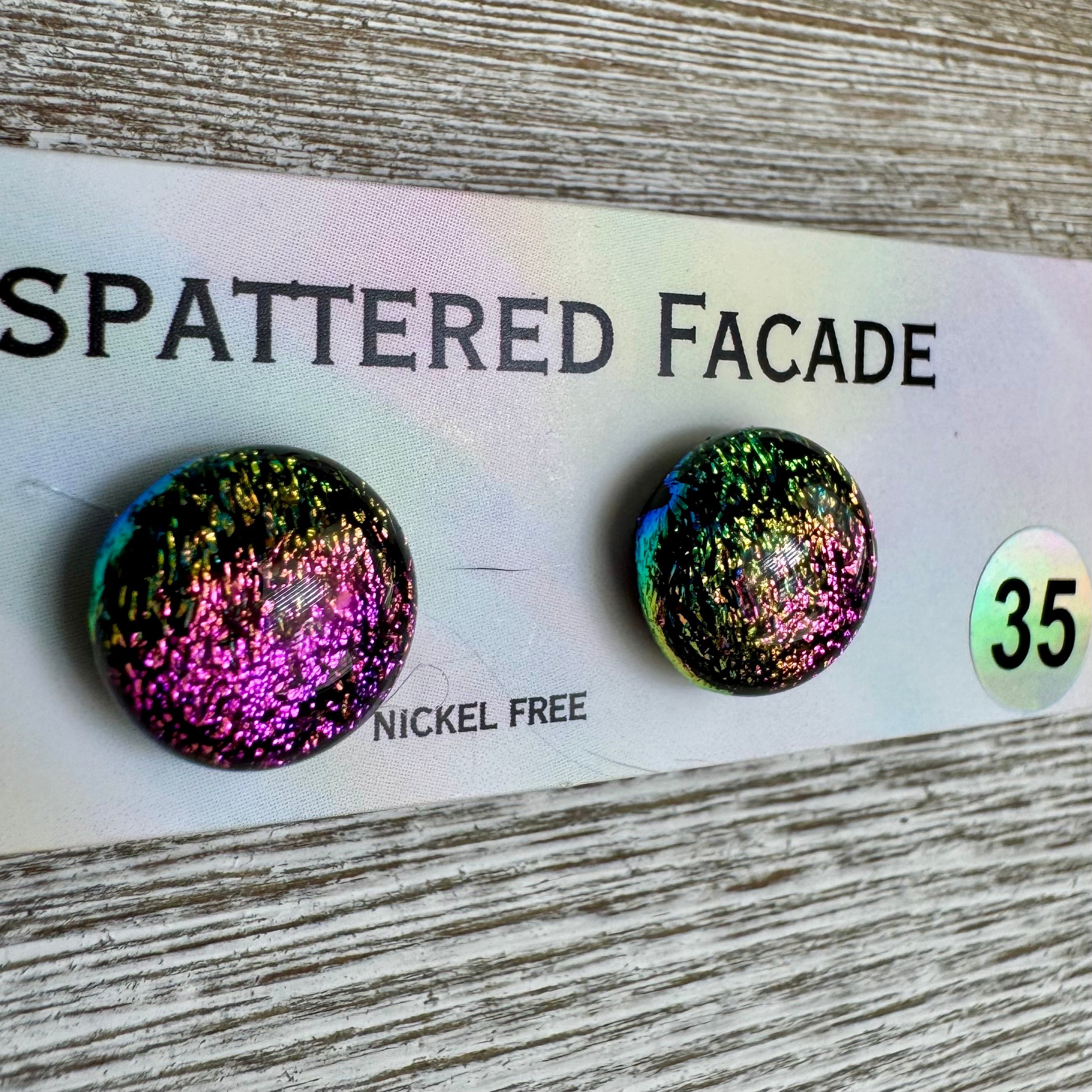 Rainbow Magic Drop Stud Dichroic Glass Earrings (35)
