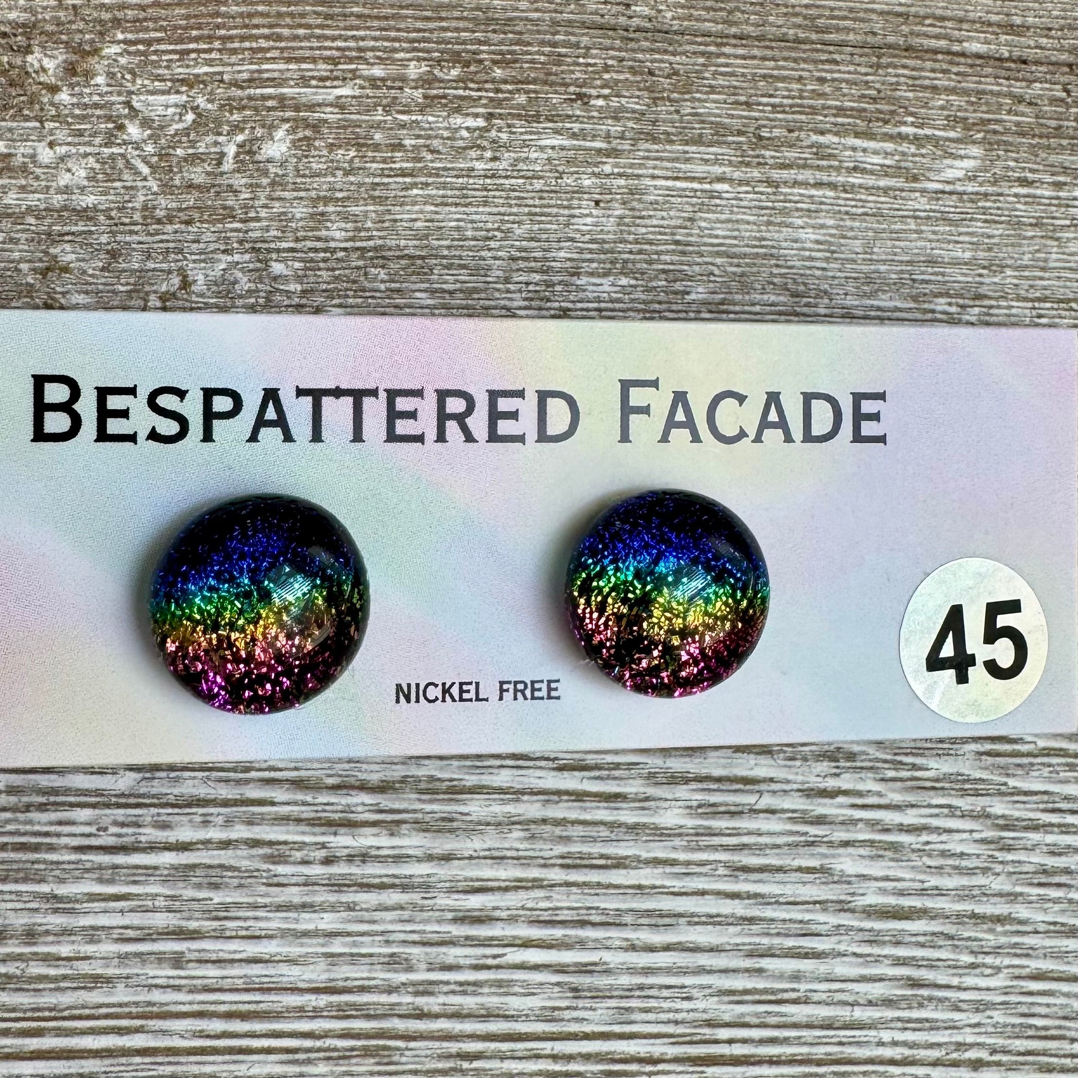 Rainbow Magic Drop Stud Dichroic Glass Earrings (45)