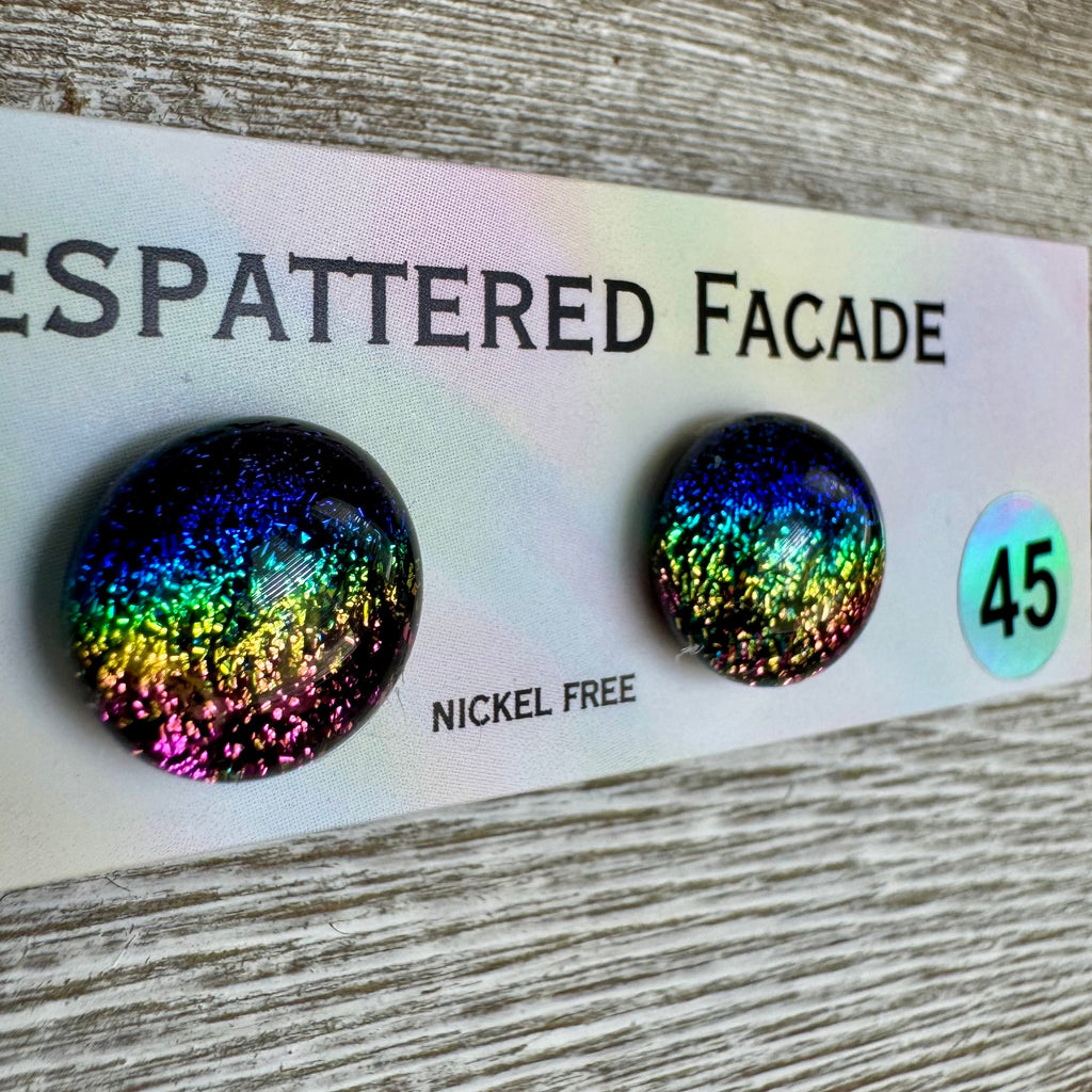 Rainbow Magic Drop Stud Dichroic Glass Earrings (45)