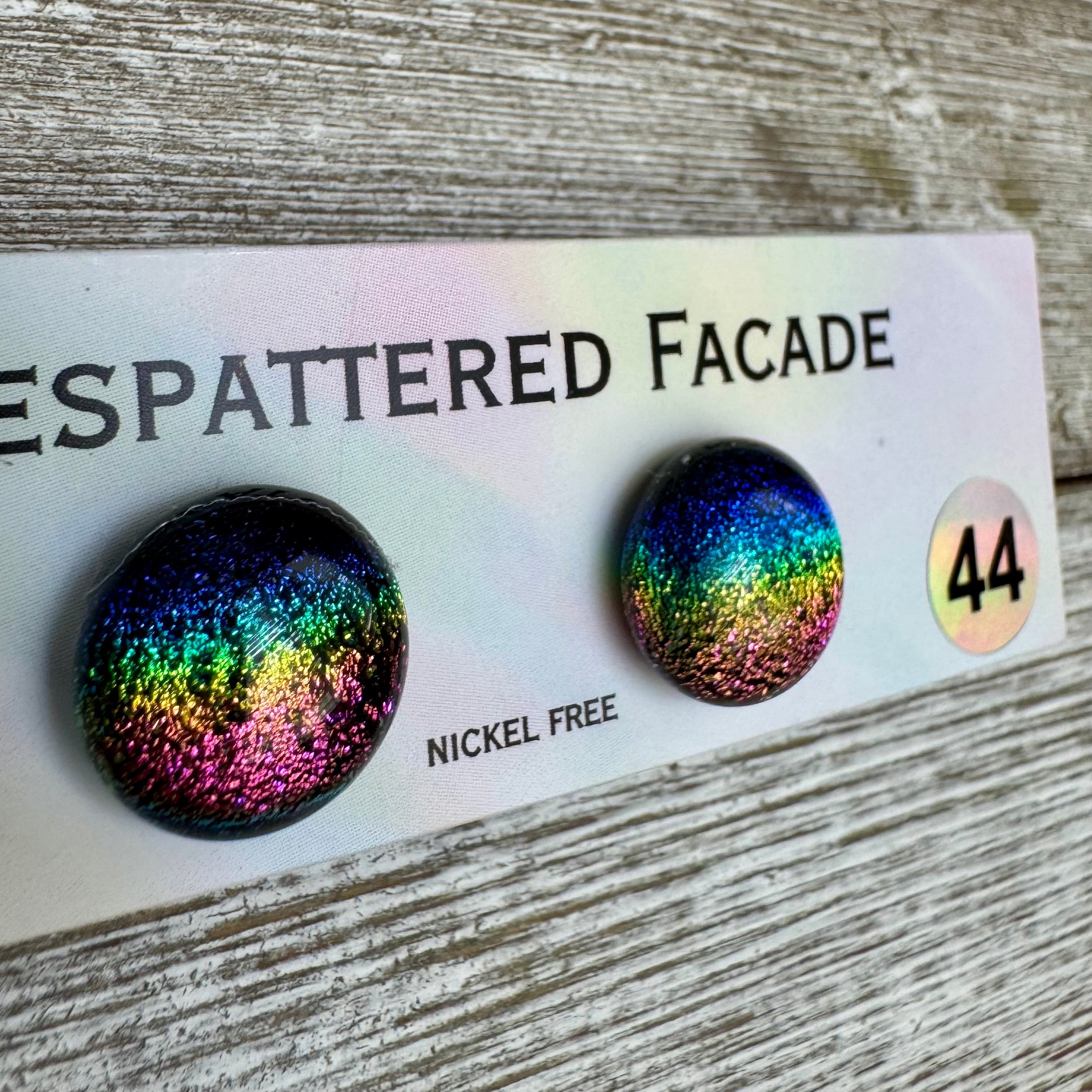 Rainbow Magic Drop Stud Dichroic Glass Earrings (44)