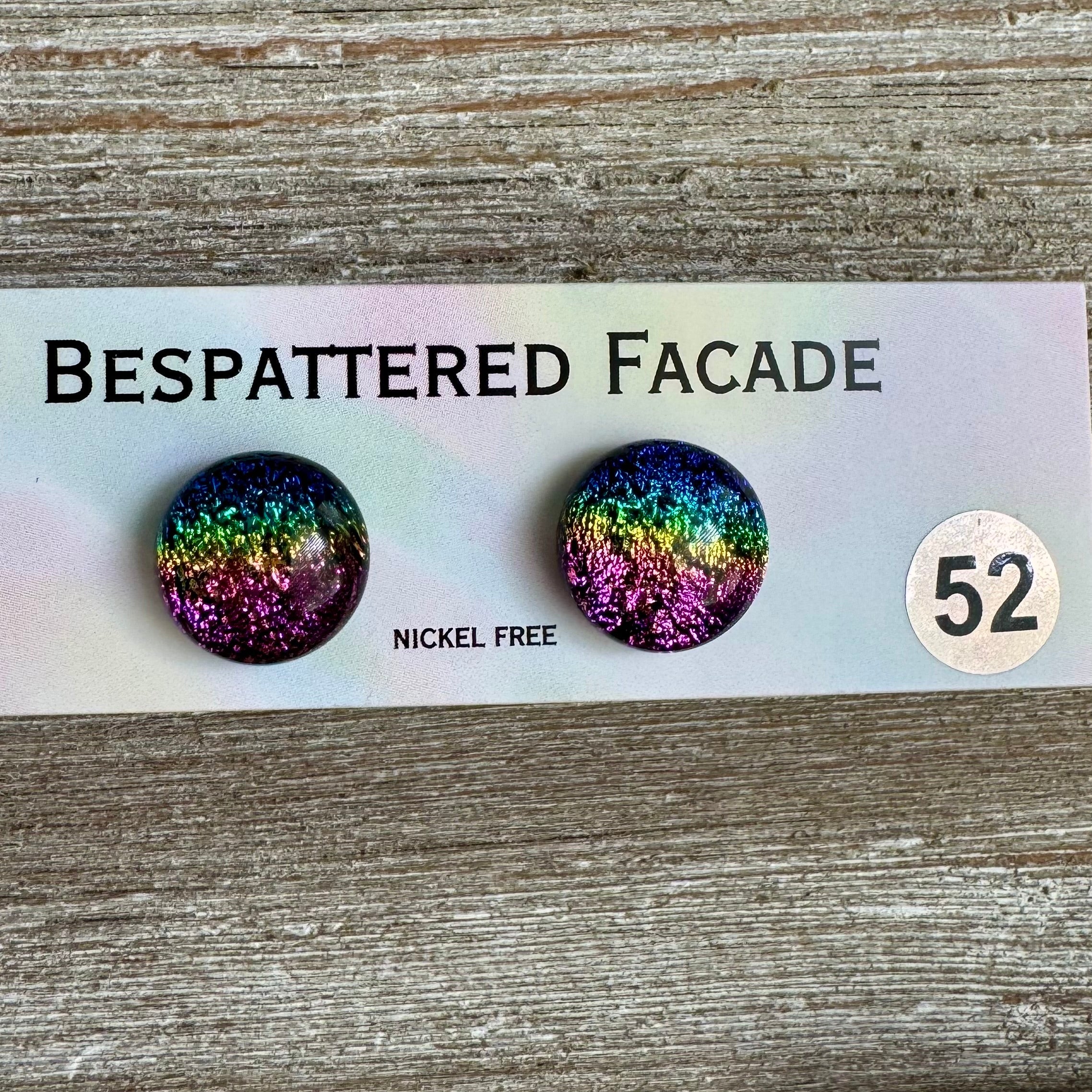 Rainbow Magic Drop Stud Dichroic Glass Earrings (52)