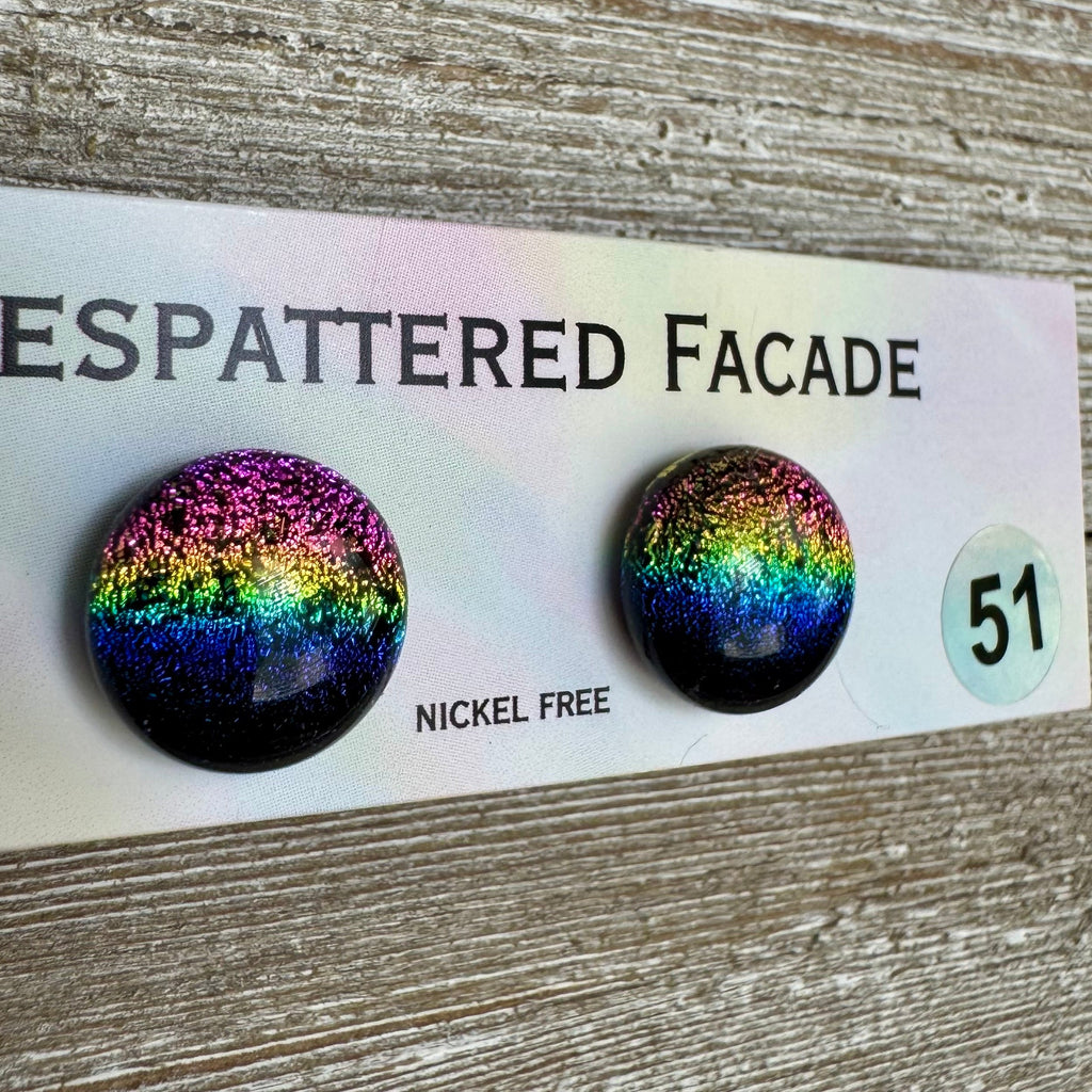 Rainbow Magic Drop Stud Dichroic Glass Earrings (51)