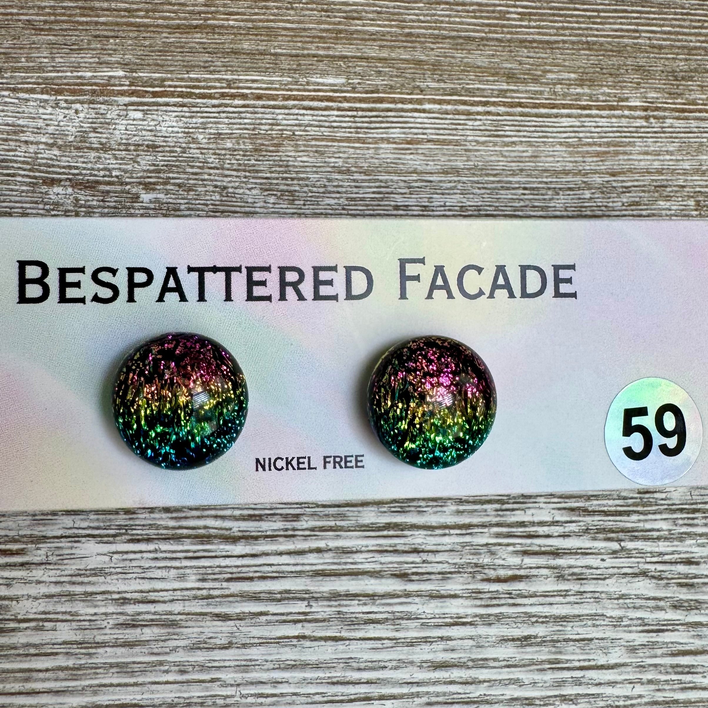 Rainbow Magic Drop Stud Dichroic Glass Earrings (59)