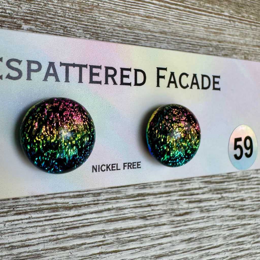 Rainbow Magic Drop Stud Dichroic Glass Earrings (59)