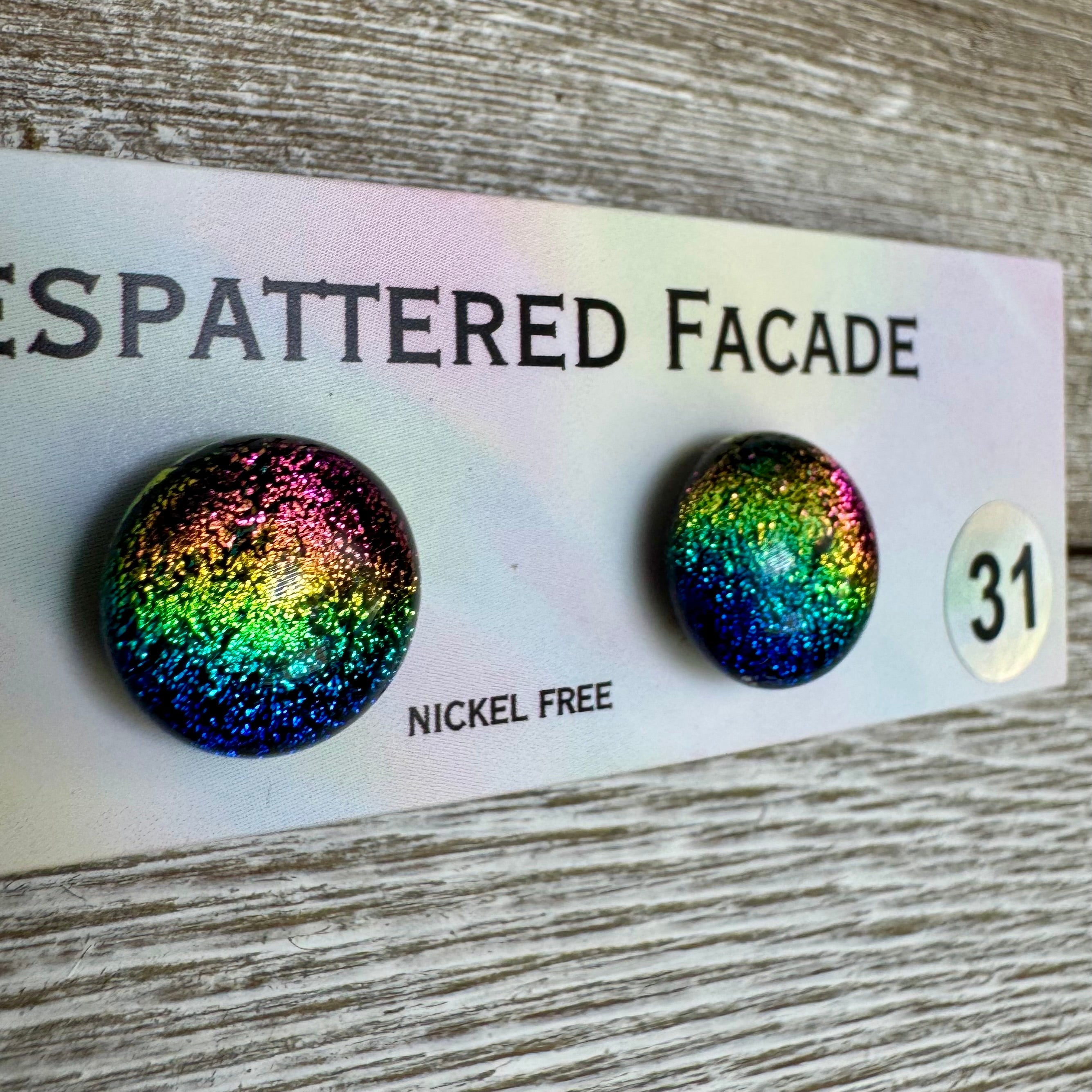 Rainbow Magic Drop Stud Dichroic Glass Earrings (31)
