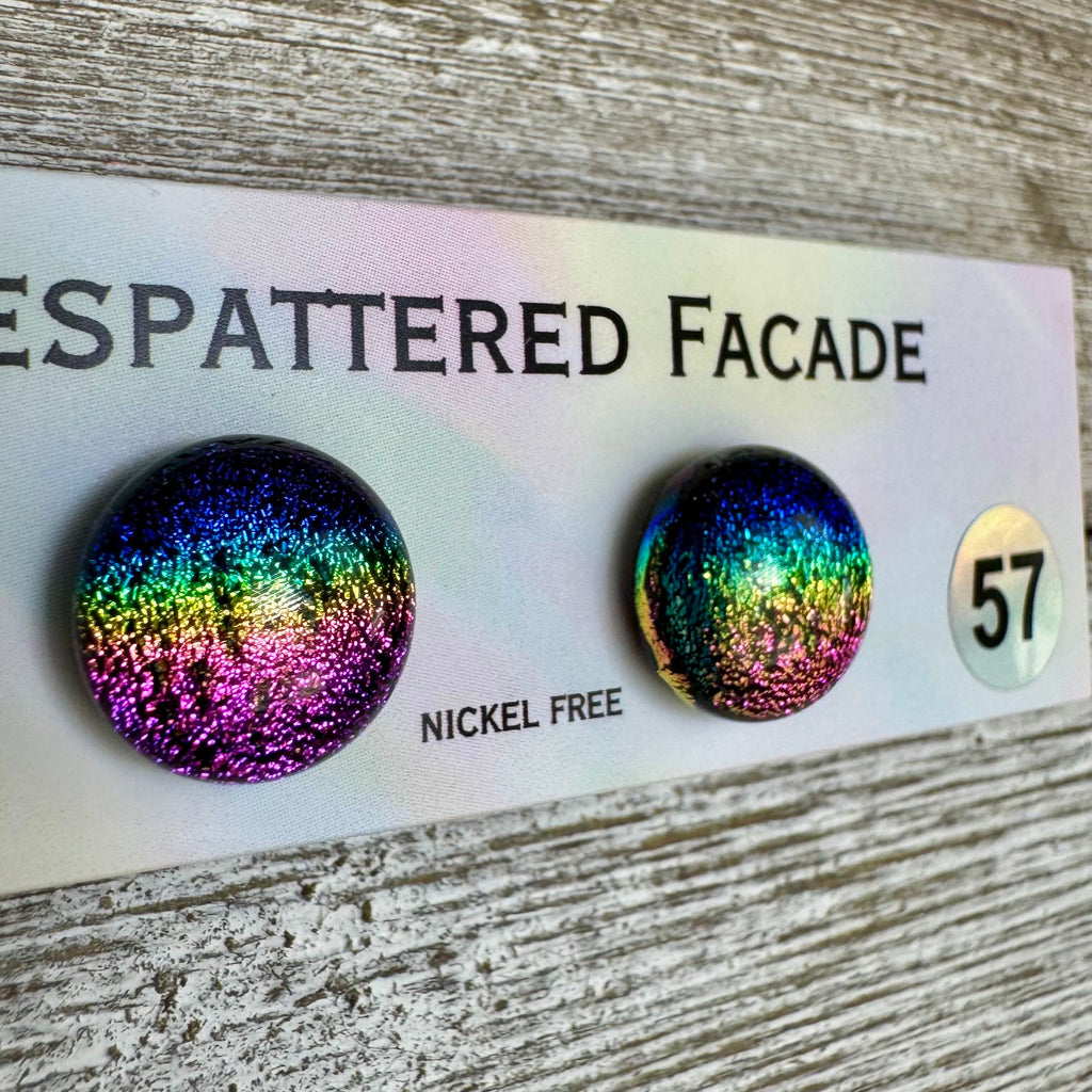 Rainbow Magic Drop Stud Dichroic Glass Earrings (57)