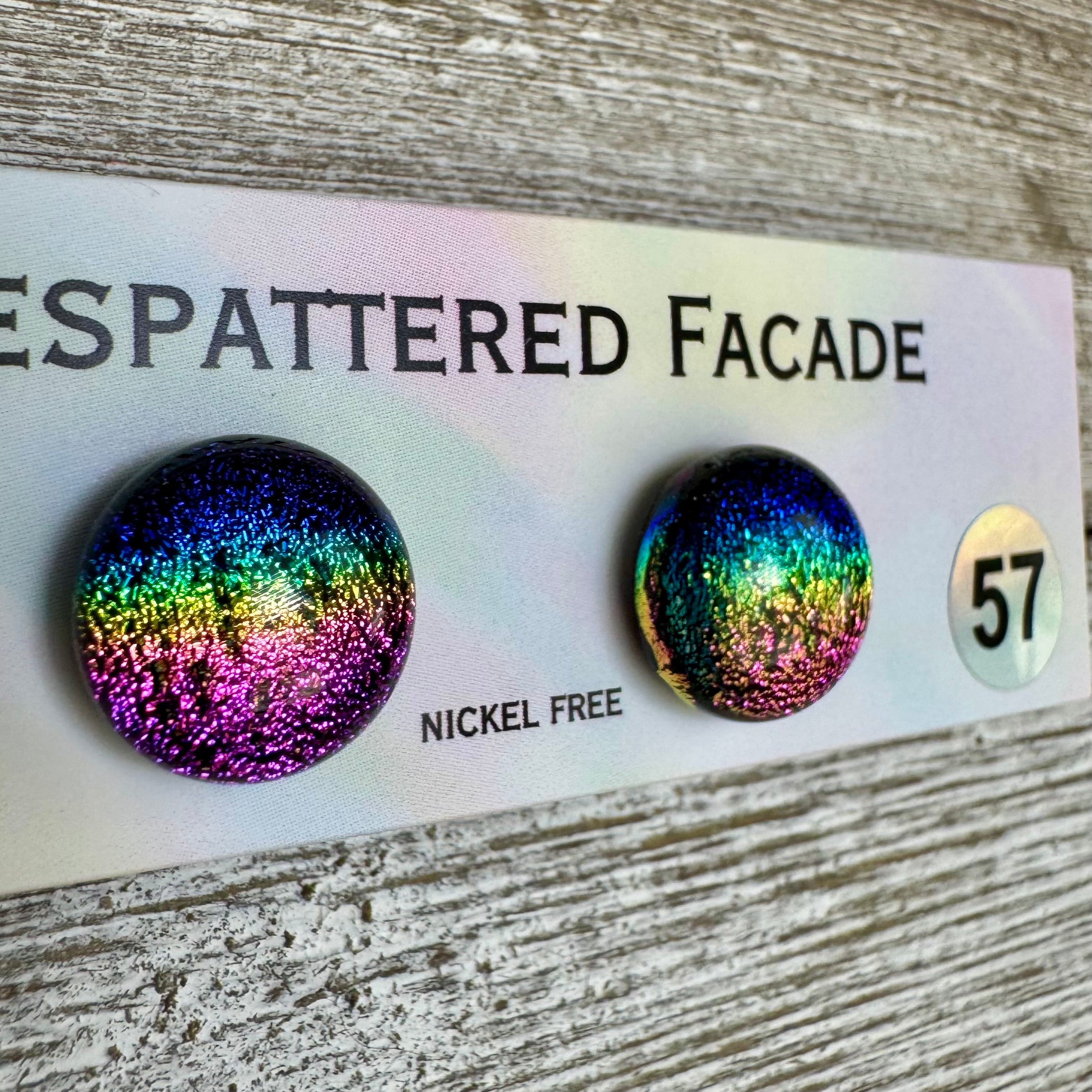 Rainbow Magic Drop Stud Dichroic Glass Earrings (57)