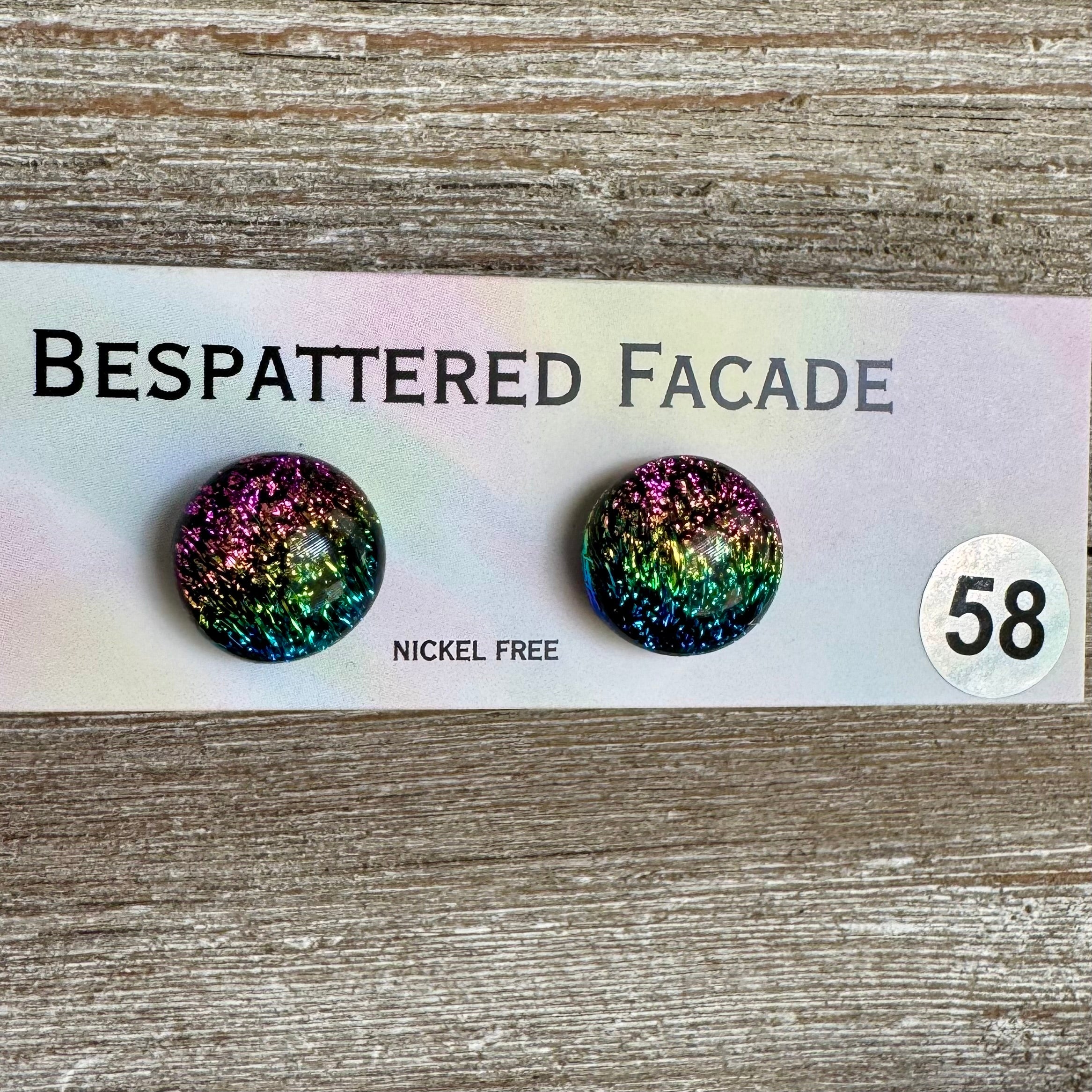 Rainbow Magic Drop Stud Dichroic Glass Earrings (58)