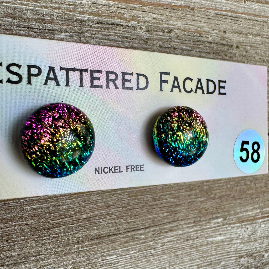 Rainbow Magic Drop Stud Dichroic Glass Earrings (58)